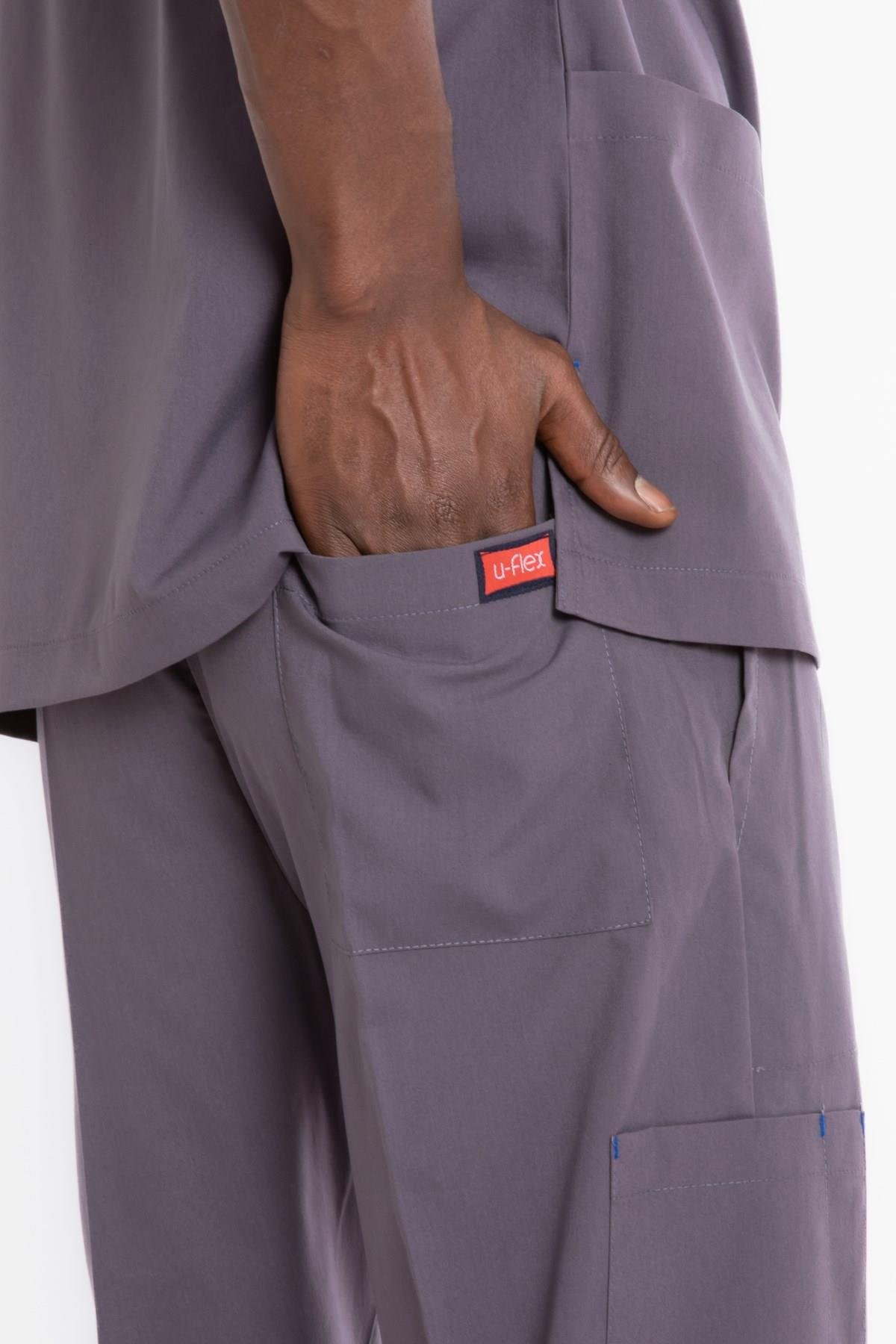 PUSLU GRİ U-FLEX ERKEK CERRAHİ TAKIM