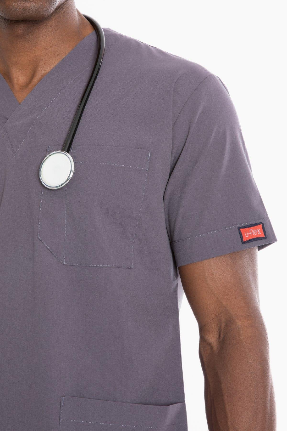 PUSLU GRİ U-FLEX ERKEK SCRUBS TAKIM