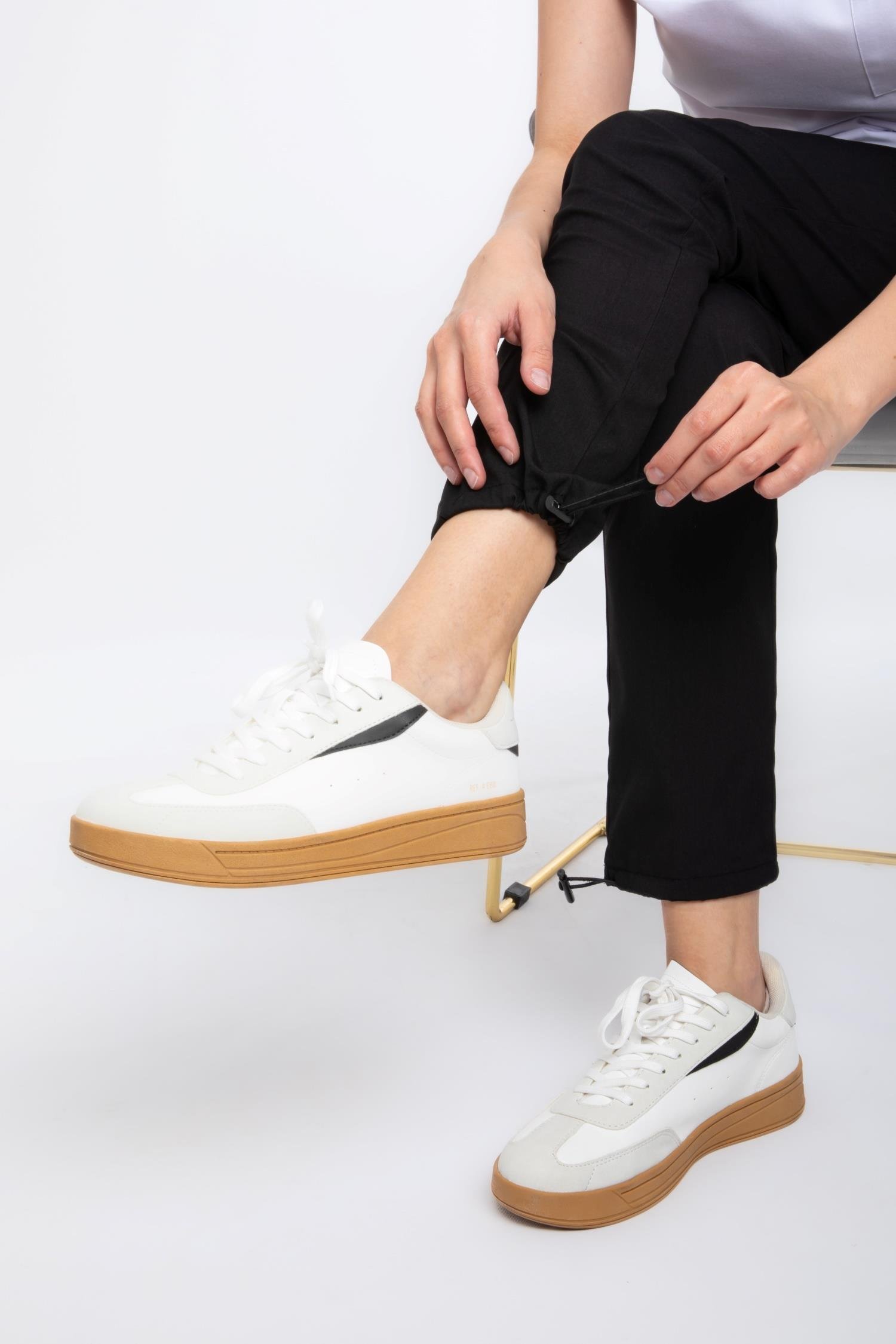 SİYAH CORE-FLEX LİKRALI KADIN PANTOLON (AYARLANABİLİR LASTİKLİ PAÇA)