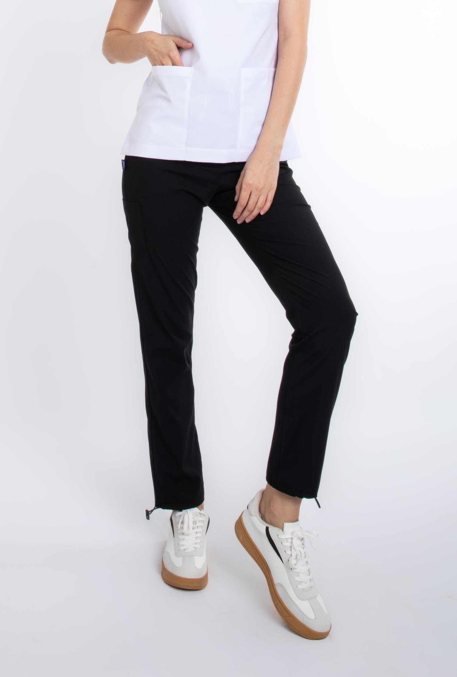 SİYAH CORE-FLEX LİKRALI KADIN PANTOLON (AYARLANABİLİR LASTİKLİ PAÇA)