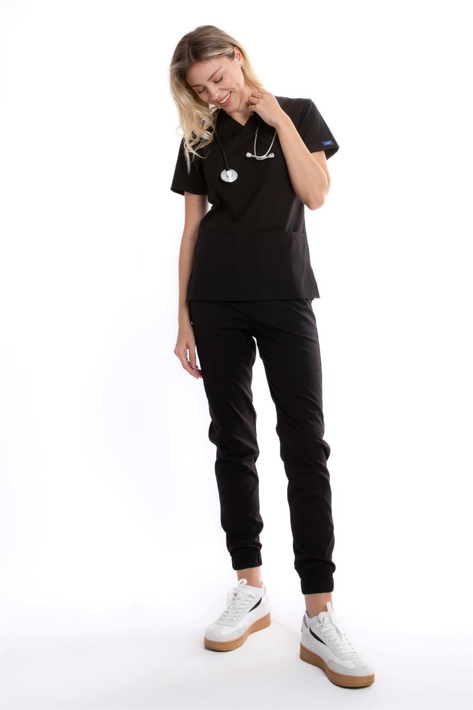 SİYAH JOGGER KADIN ÜNİFORMA TAKIM