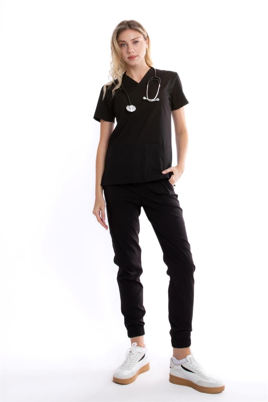 SİYAH JOGGER KADIN ÜNİFORMA TAKIM