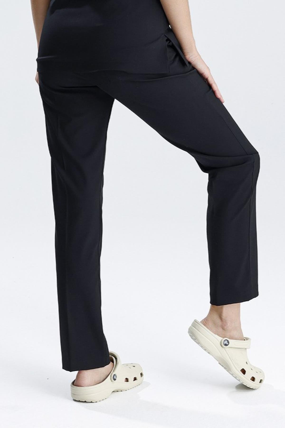 SİYAH LİKRALI BORU PAÇA UNISEX PANTOLON (KALIN KUMAŞ)