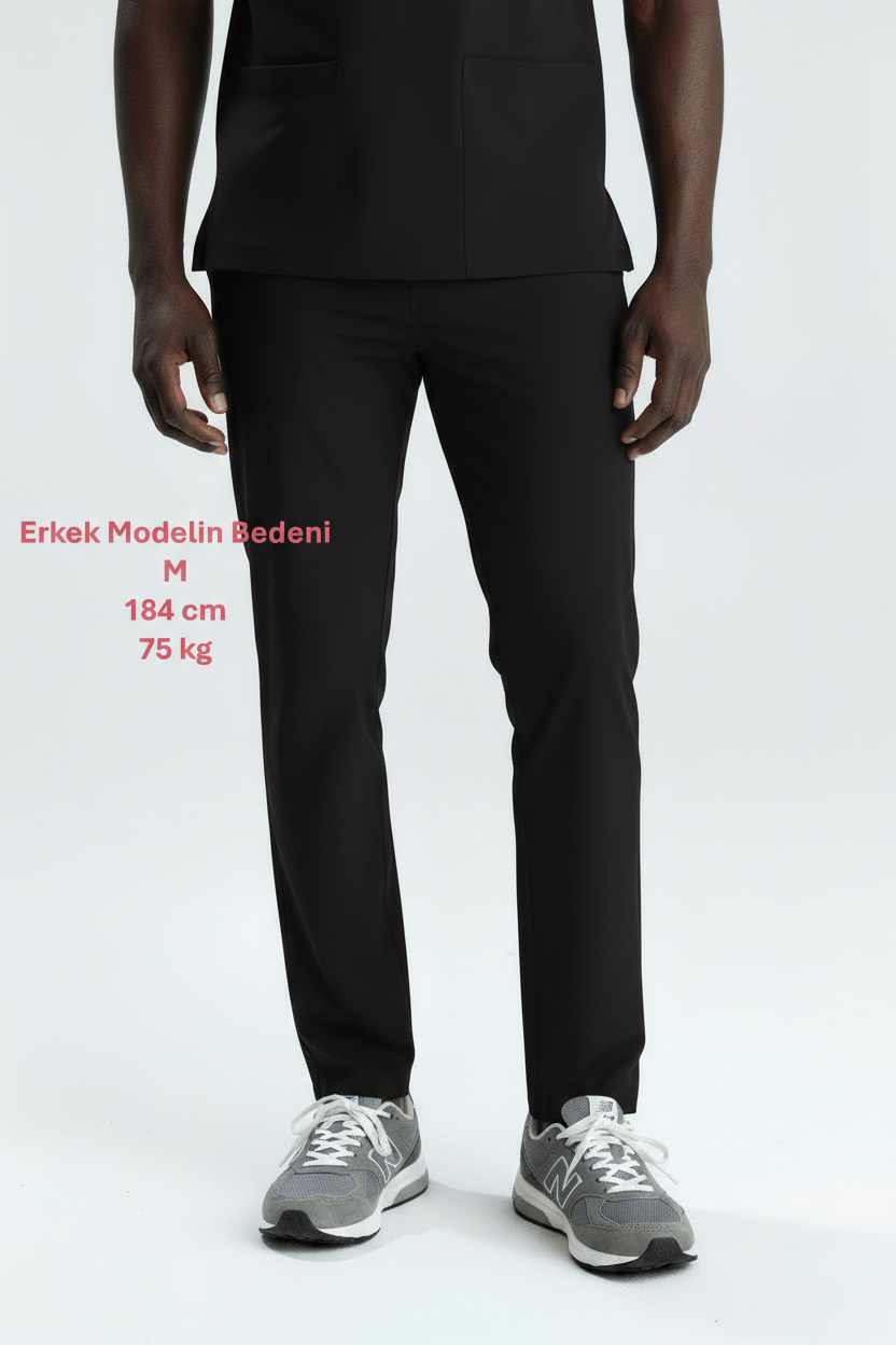 SİYAH LİKRALI BORU PAÇA UNISEX PANTOLON (KALIN KUMAŞ)