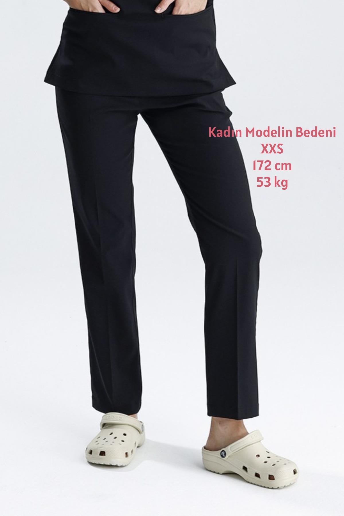 SİYAH LİKRALI BORU PAÇA UNISEX PANTOLON (KALIN KUMAŞ)