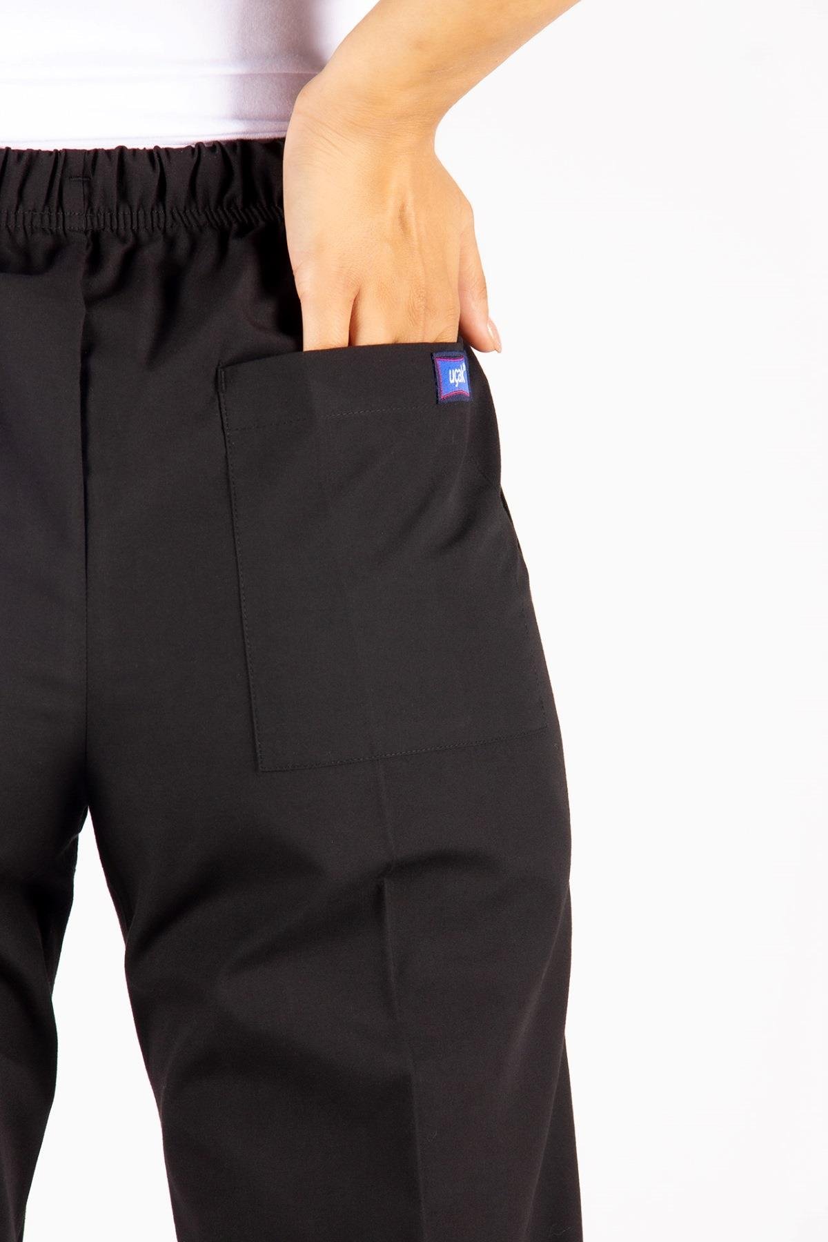 SİYAH TERİKOTON LASTİKLİ PANTOLON