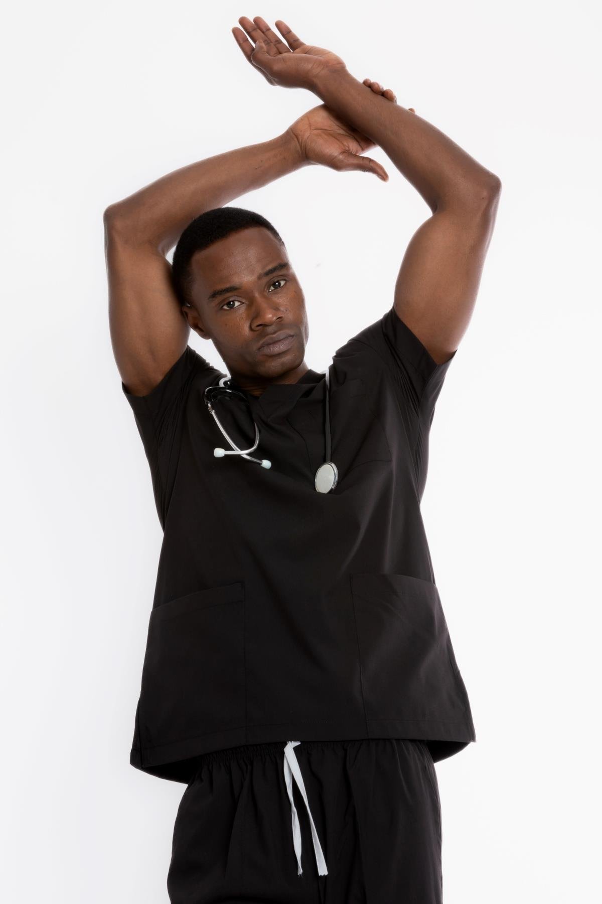 SİYAH U-FLEX ERKEK SCRUBS TAKIM