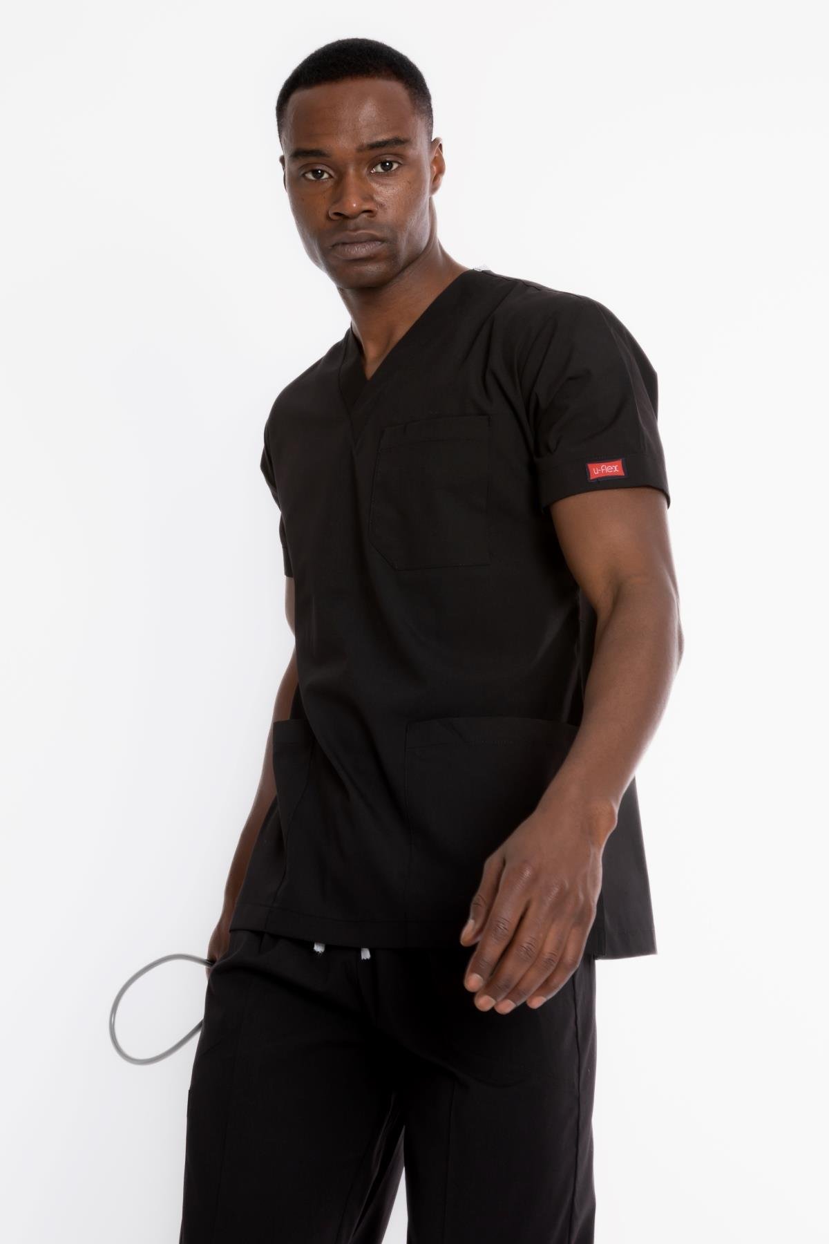 SİYAH U-FLEX ERKEK SCRUBS TAKIM