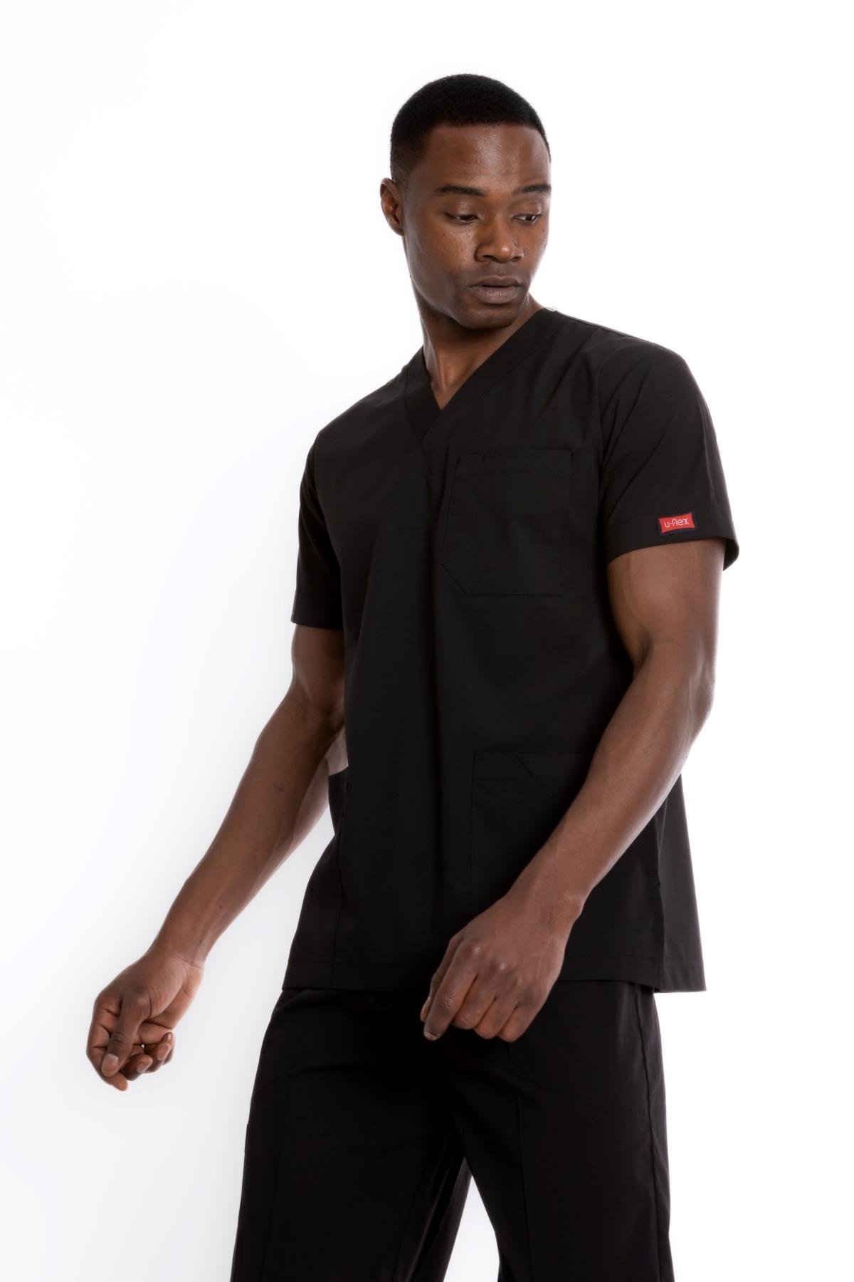 SİYAH U-FLEX ERKEK SCRUBS TAKIM