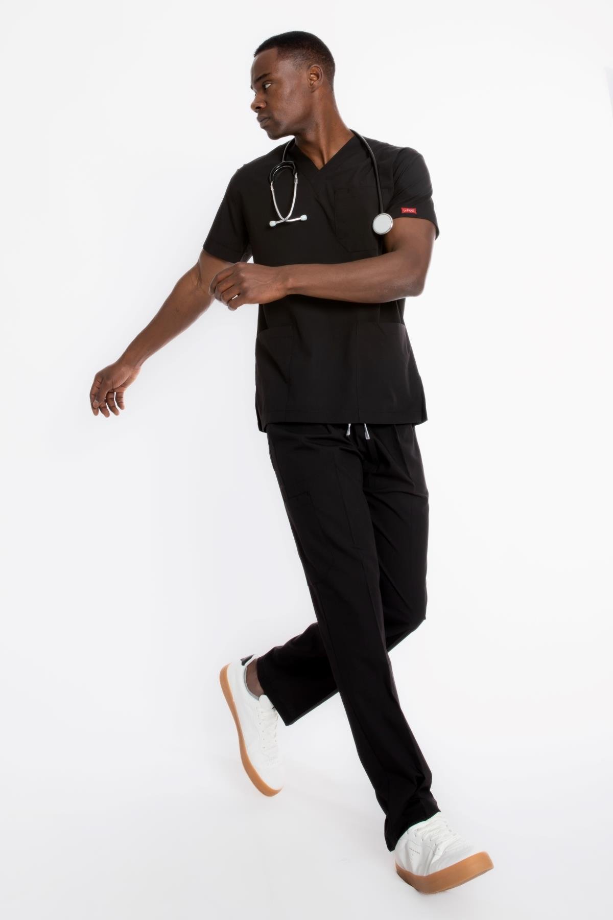 SİYAH U-FLEX ERKEK SCRUBS TAKIM