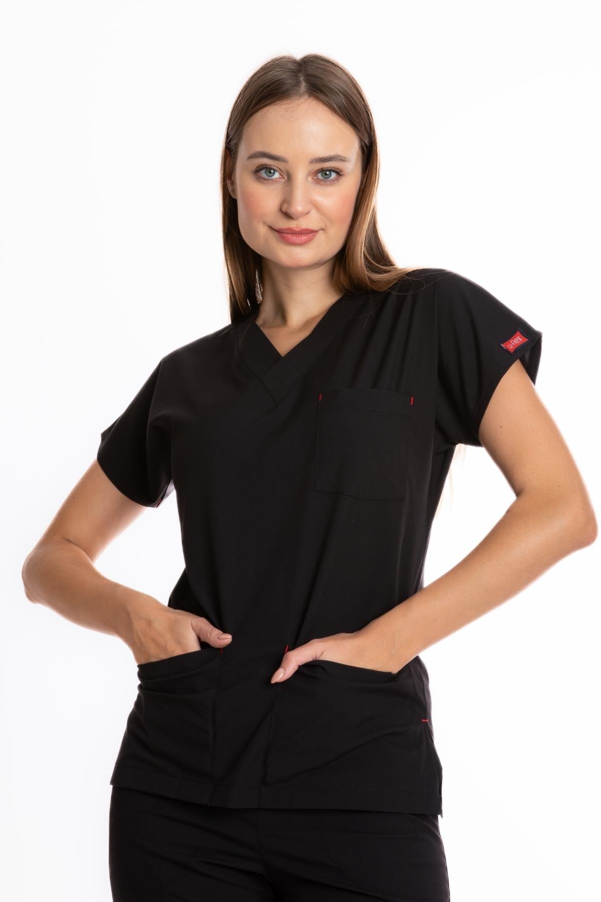 SİYAH U-FLEX KADIN LİKRALI TEK ÜST