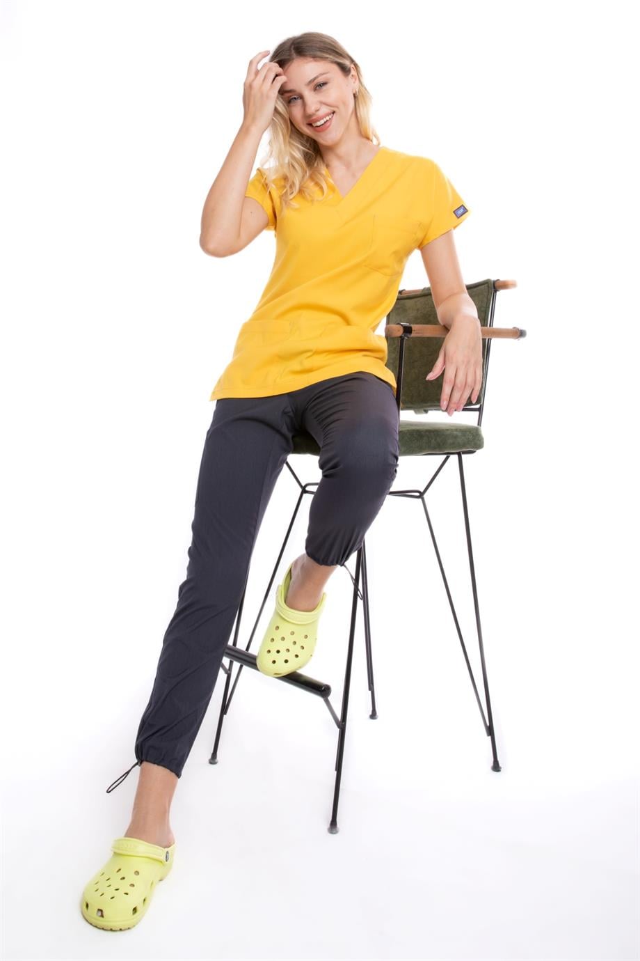 SULFUR YELLOW CORE-FLEX LYCRA WOMEN TOP