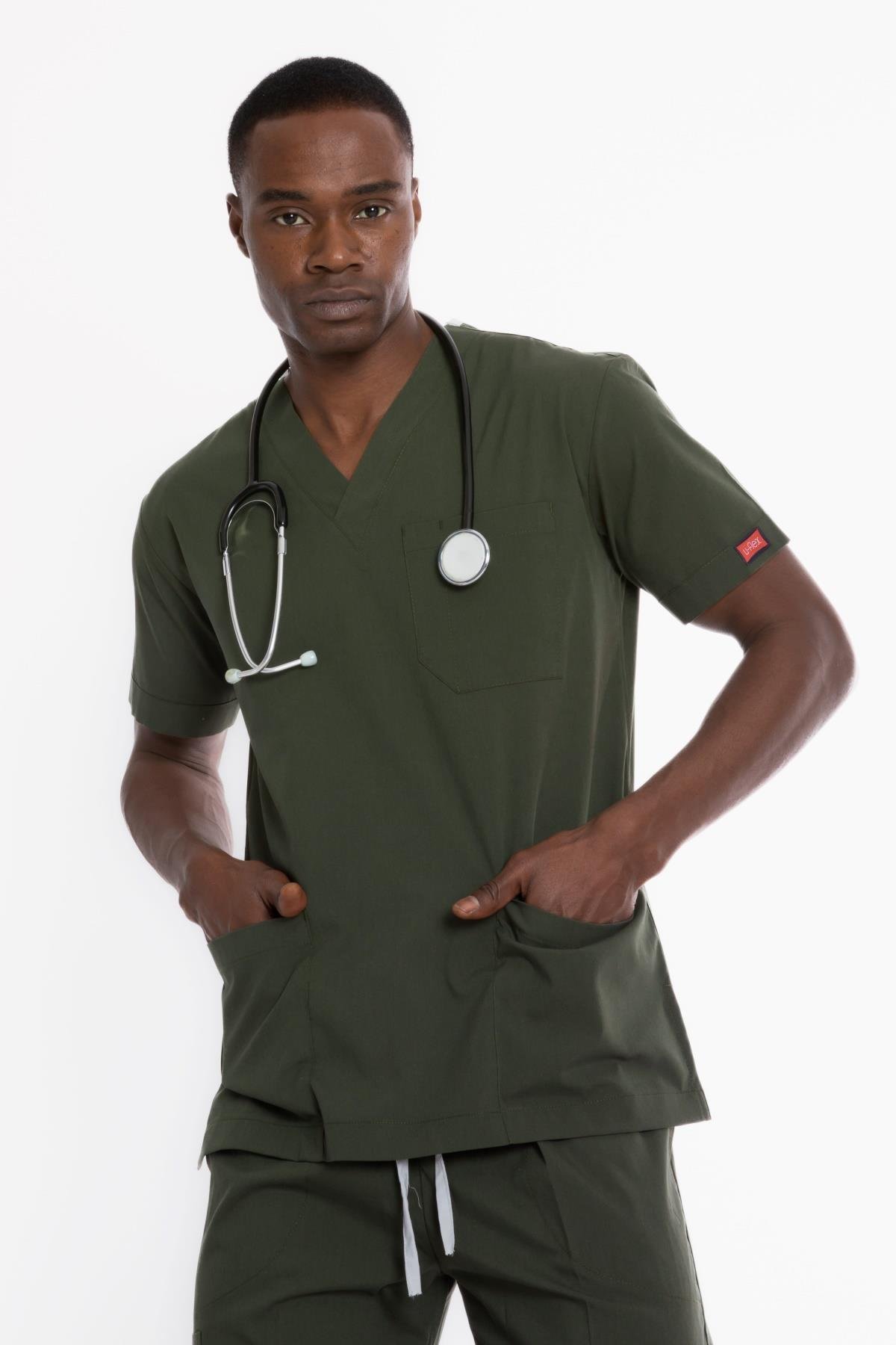 YAĞ YEŞİLİ U-FLEX ERKEK SCRUBS TAKIM