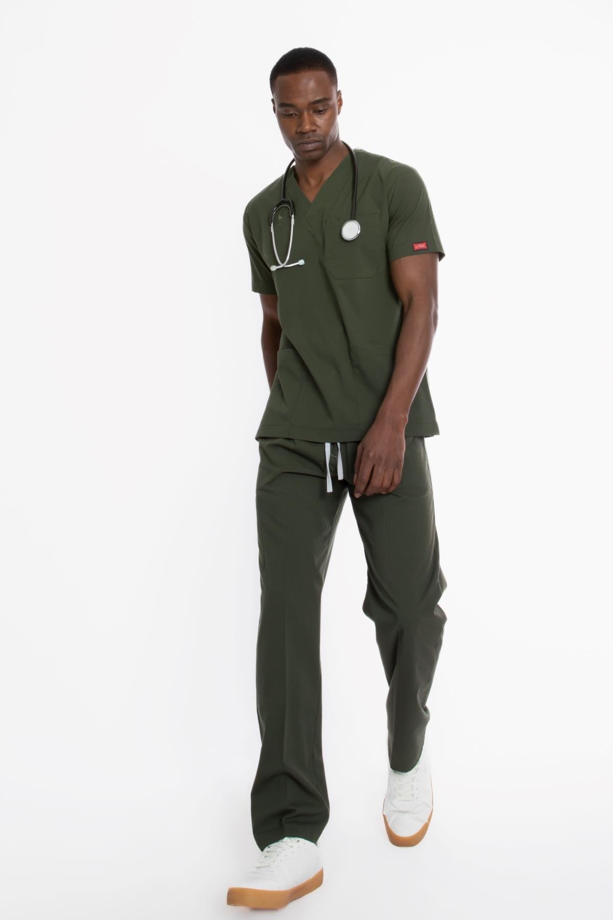 YAĞ YEŞİLİ U-FLEX ERKEK SCRUBS TAKIM