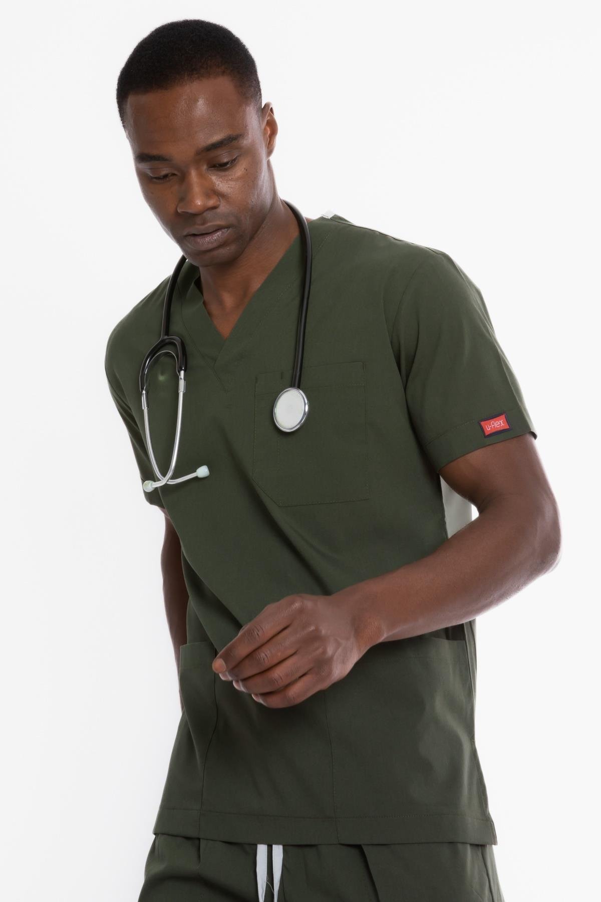 YAĞ YEŞİLİ U-FLEX ERKEK SCRUBS TAKIM