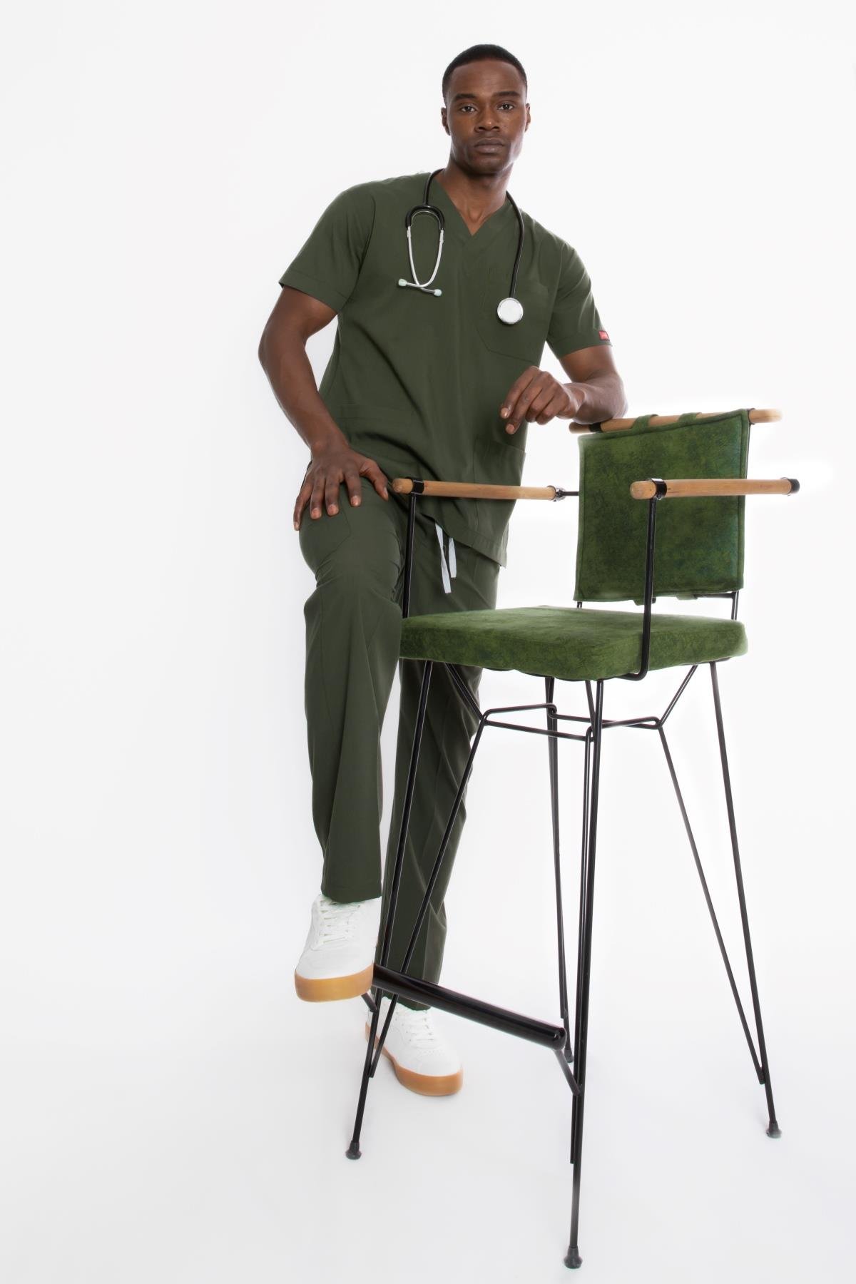 YAĞ YEŞİLİ U-FLEX ERKEK SCRUBS TAKIM