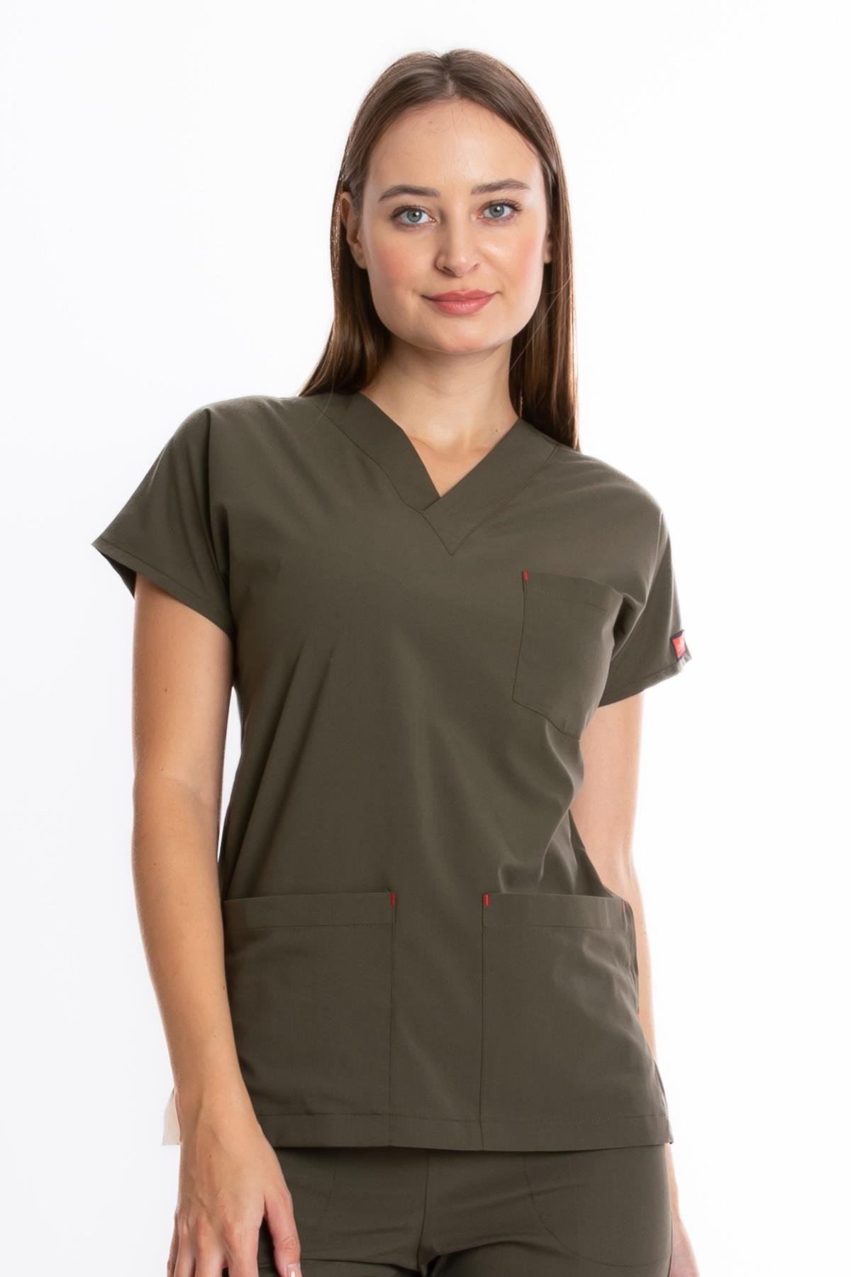 ARMY GREEN U-FLEX LYCRA WOMEN TOP