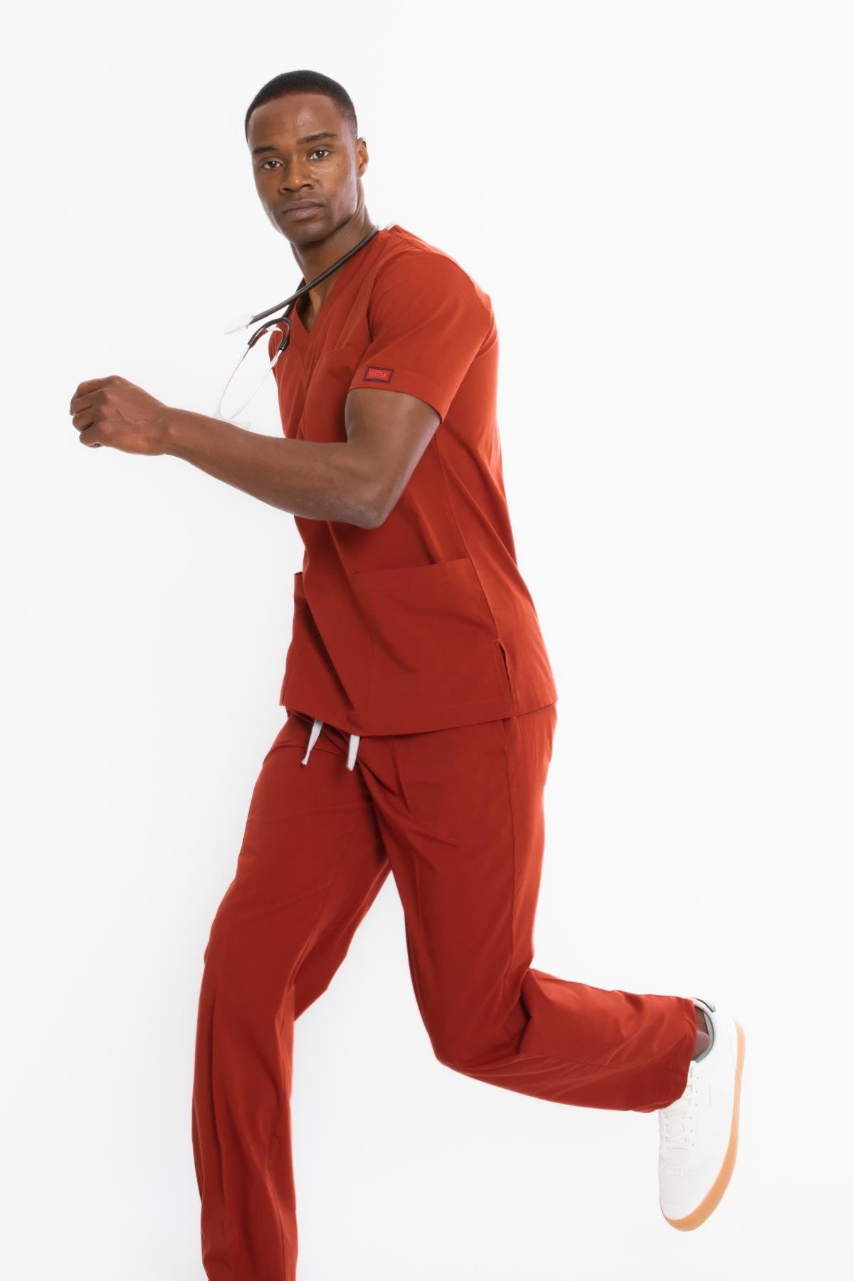 YANIK TURUNCU U-FLEX ERKEK SCRUBS TAKIM