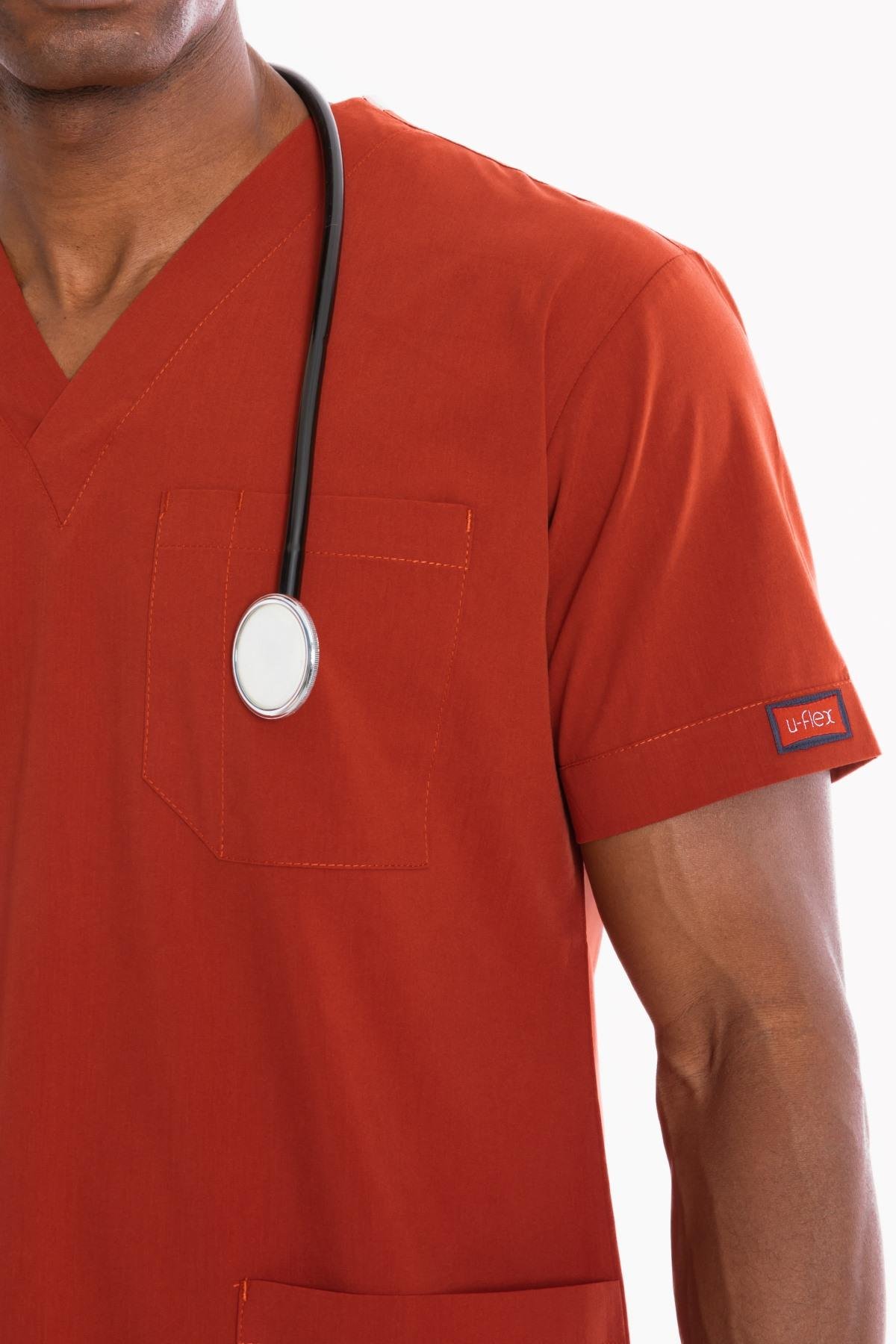 YANIK TURUNCU U-FLEX ERKEK SCRUBS TAKIM