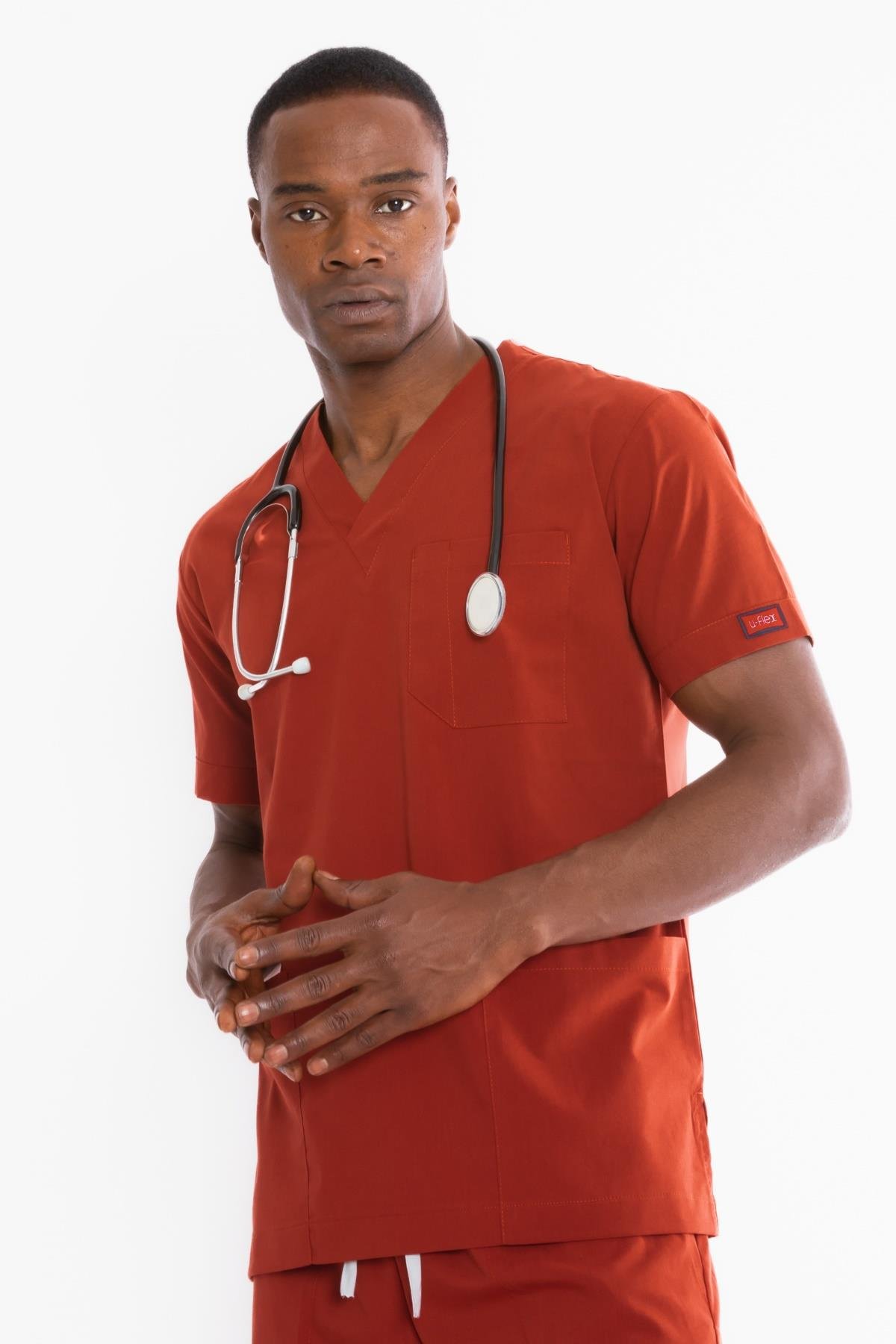 YANIK TURUNCU U-FLEX ERKEK SCRUBS TAKIM