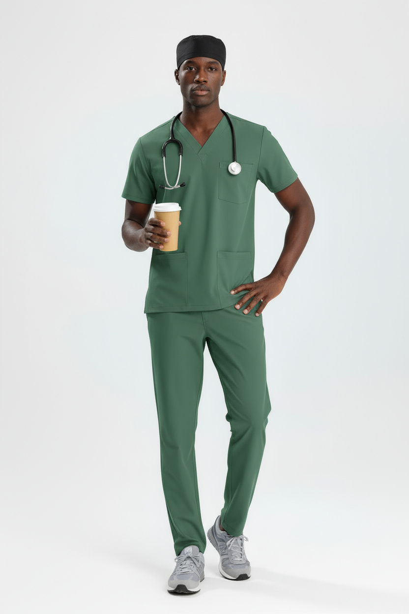 YEŞİL AMELİYATHANE PERSONEL FORMASI LİKRALI SCRUBS TAKIM (FROSTY SPRUCE)