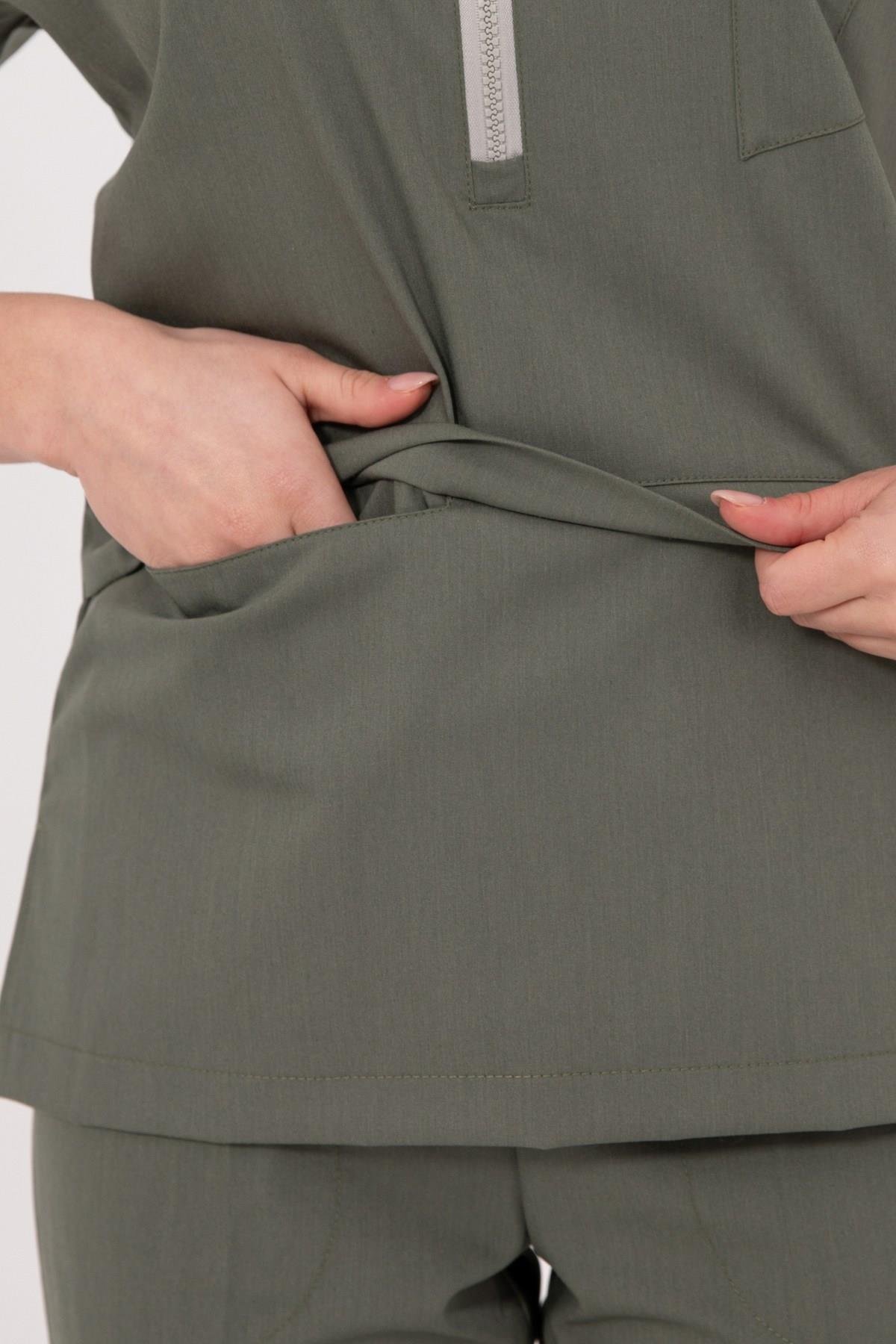 ZEYTİN YEŞİLİ MYRA PREMIUM ÜNİFORMA TAKIM