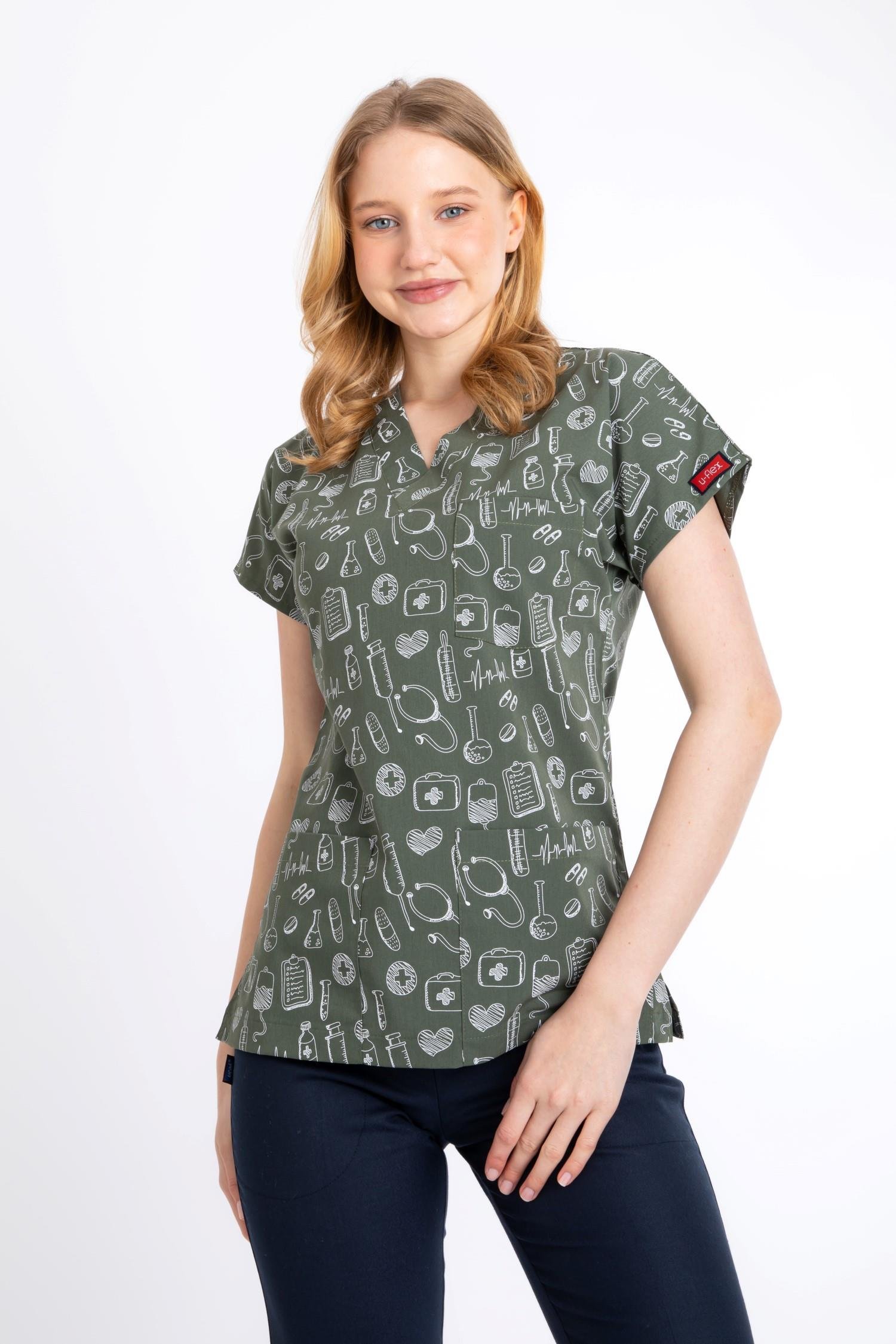 ZEYTİN YEŞİLİ SEMBOL U-FLEX KADIN LİKRALI TEK ÜST