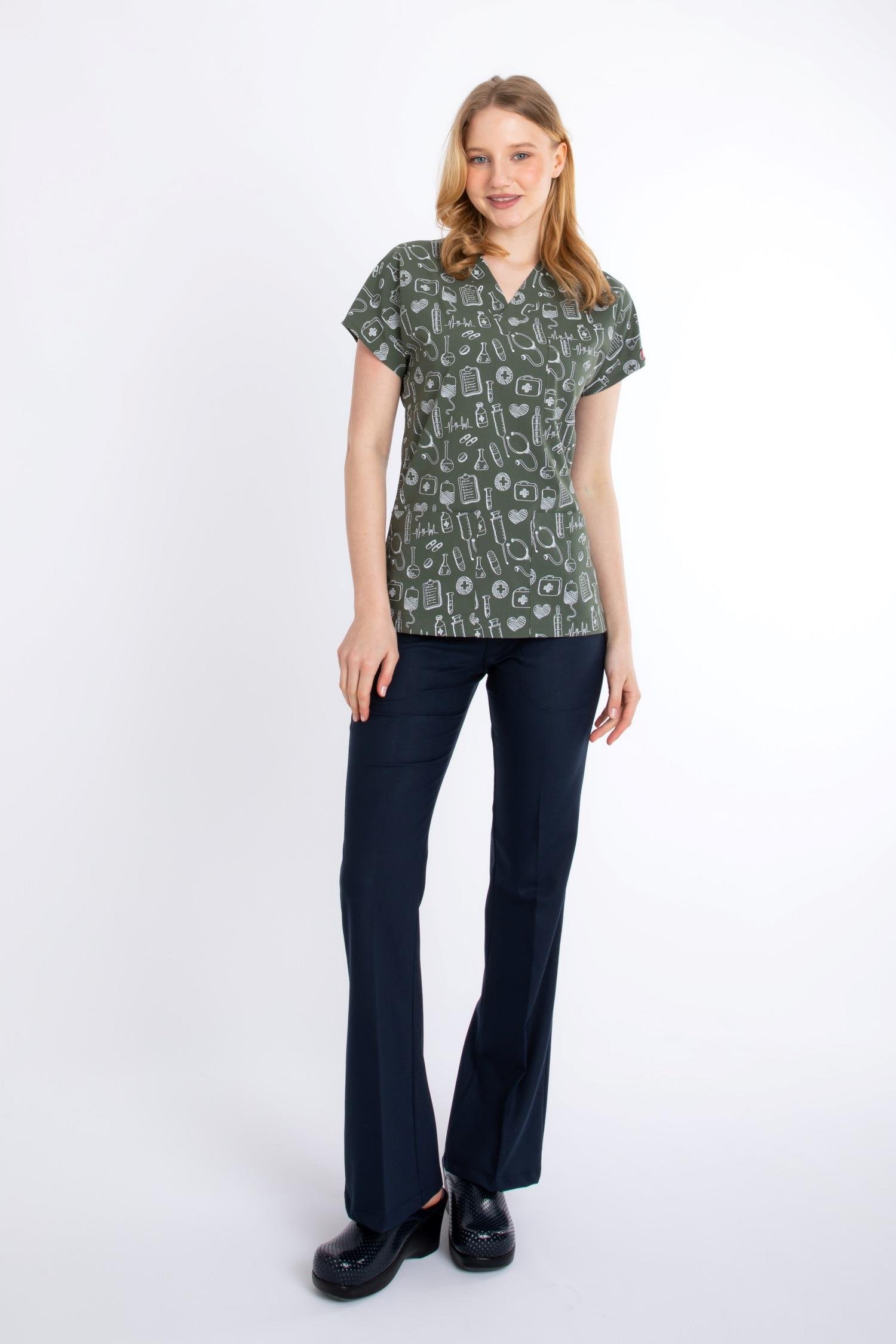 ZEYTİN YEŞİLİ SEMBOL U-FLEX KADIN LİKRALI TEK ÜST