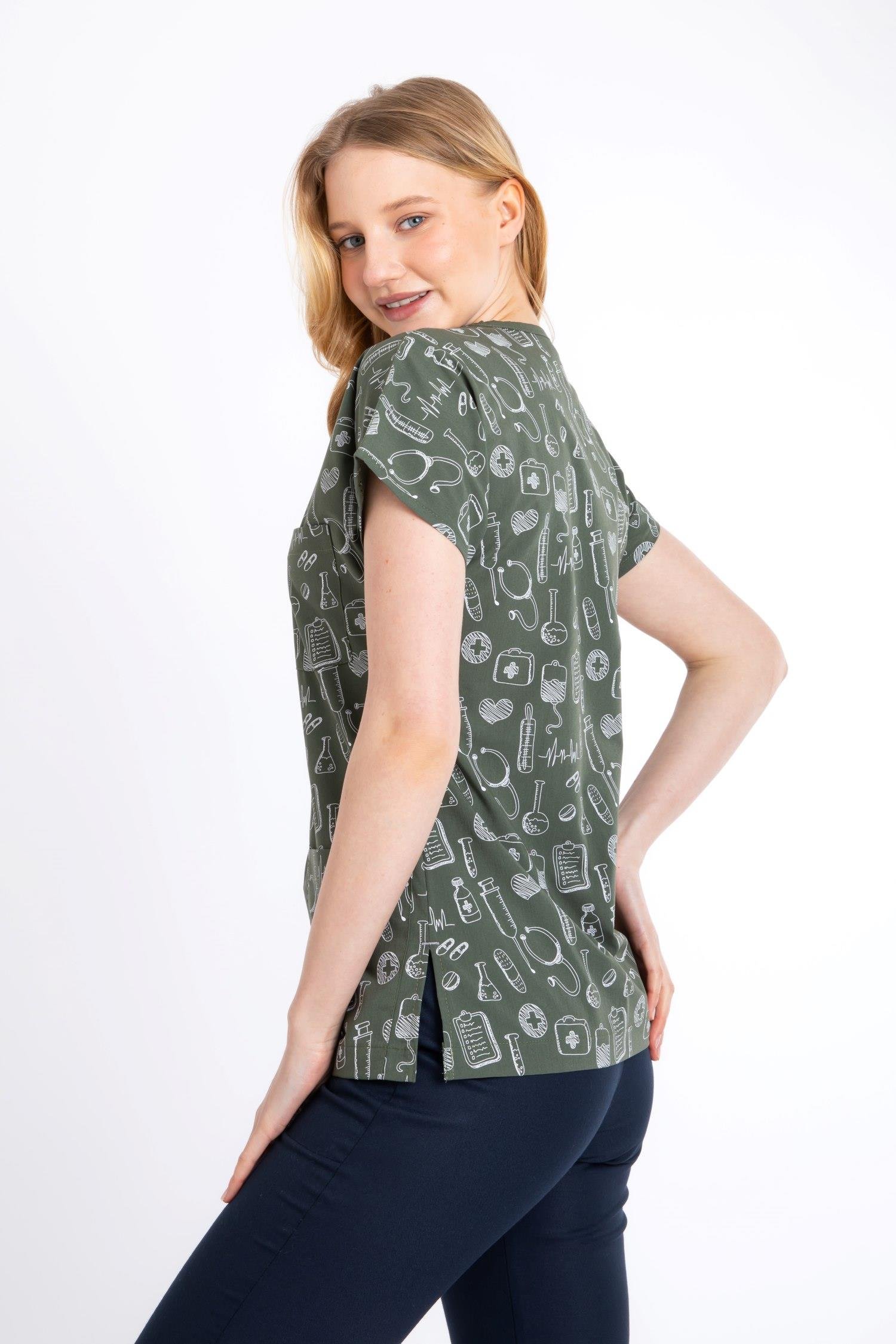 ZEYTİN YEŞİLİ SEMBOL U-FLEX KADIN LİKRALI TEK ÜST