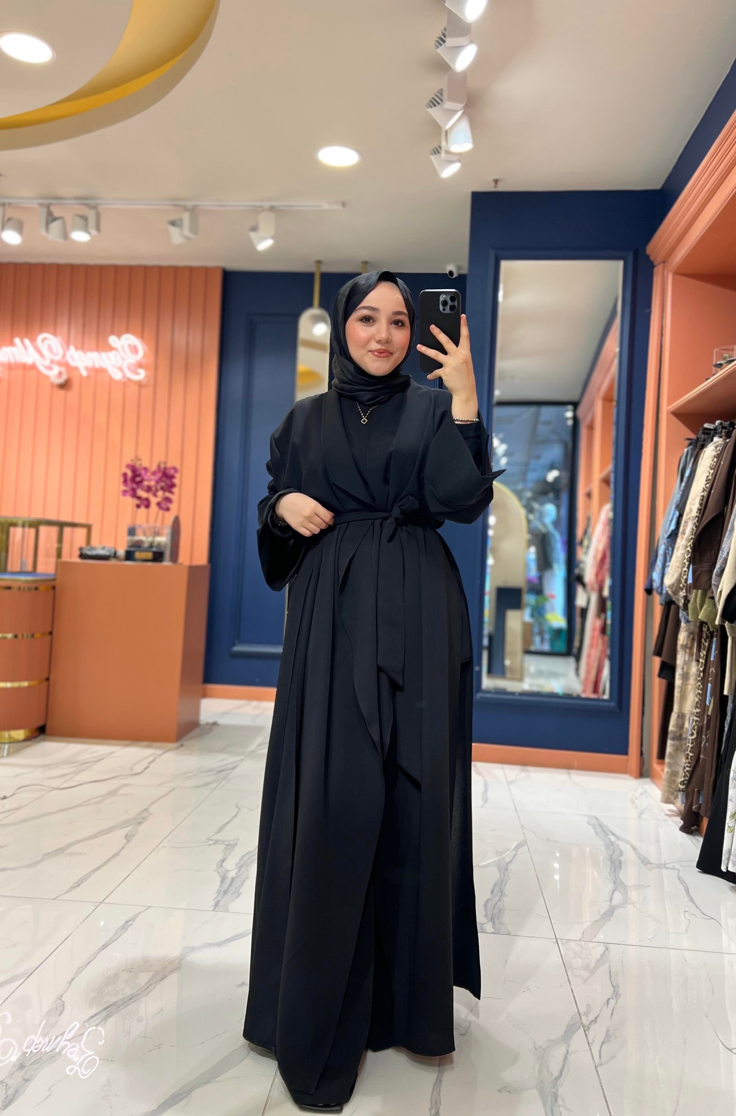 3'lü Abaya Takım Siyah 