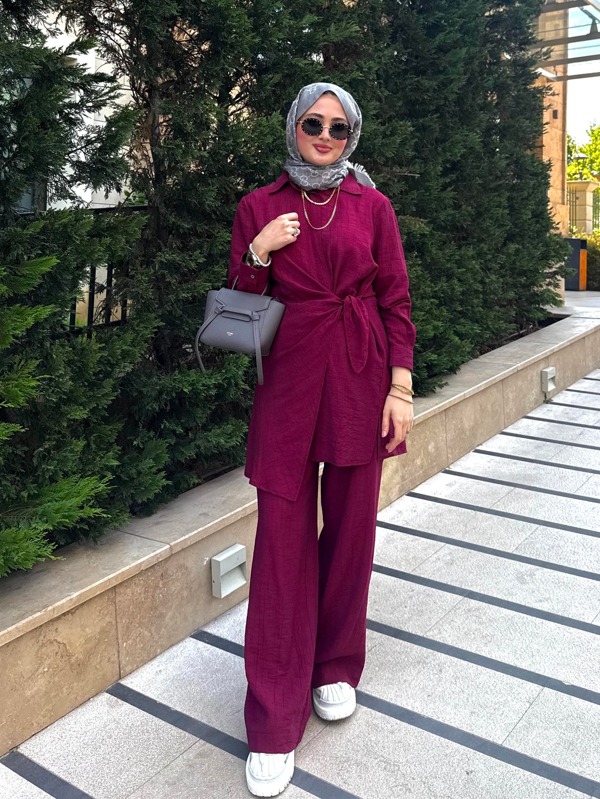 Belden Bağlamalı Takım Bordo 