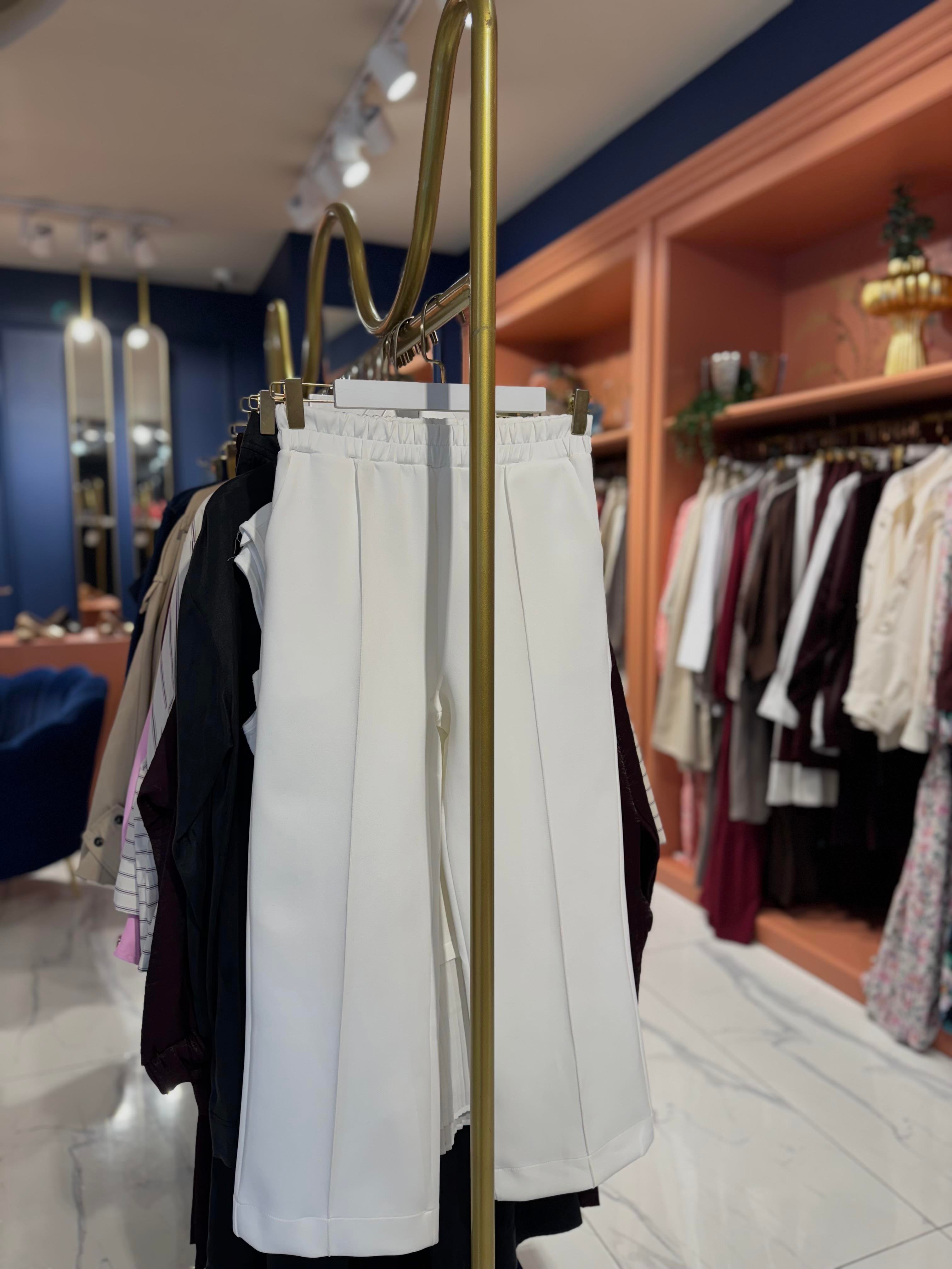 Çimalı Pantolon Beyaz 