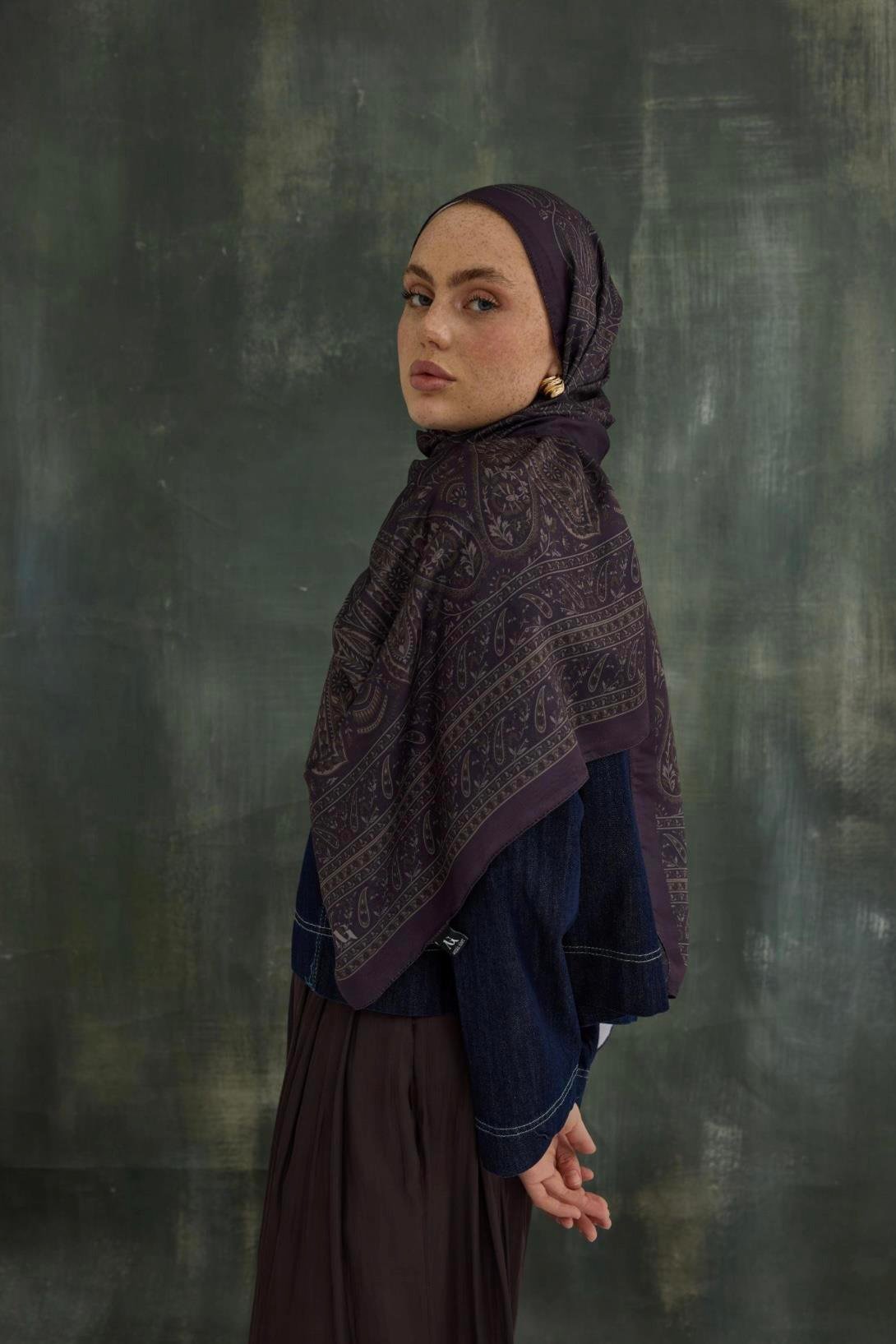 Frezya Koyu Mor Şal