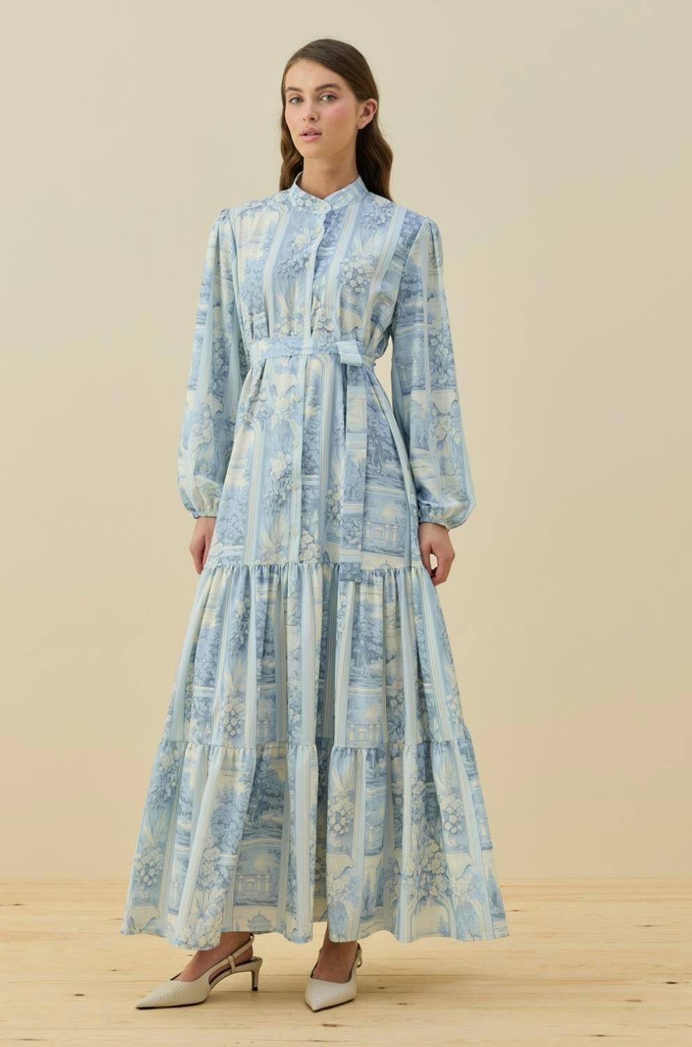 İpek Krep Blue Elbise 