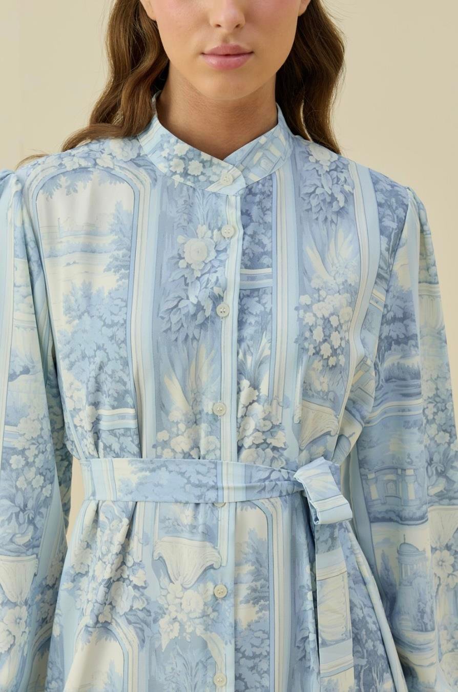 İpek Krep Blue Elbise 