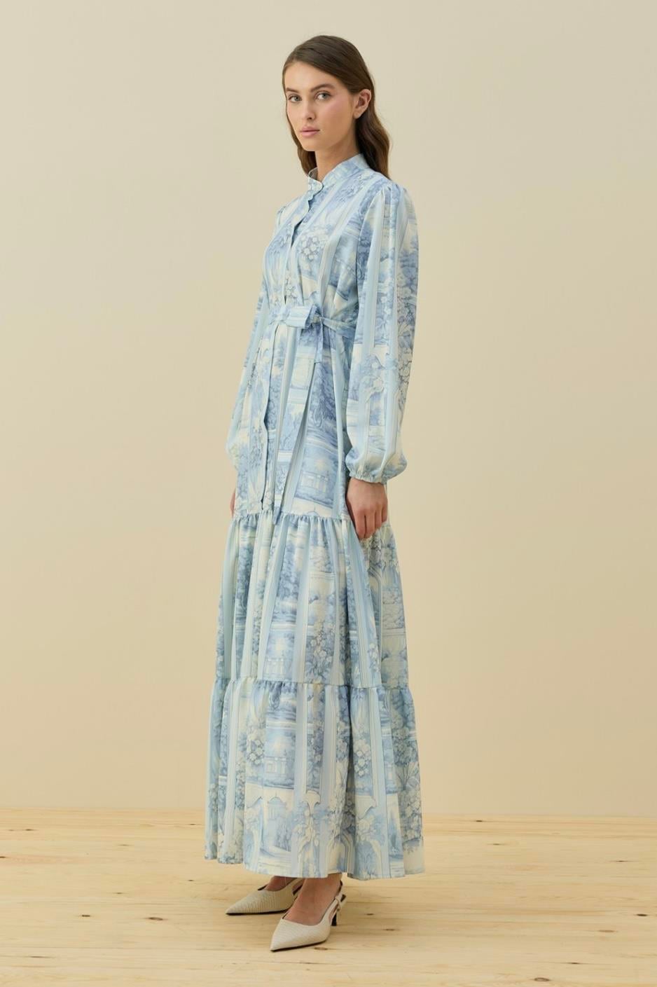 İpek Krep Blue Elbise 