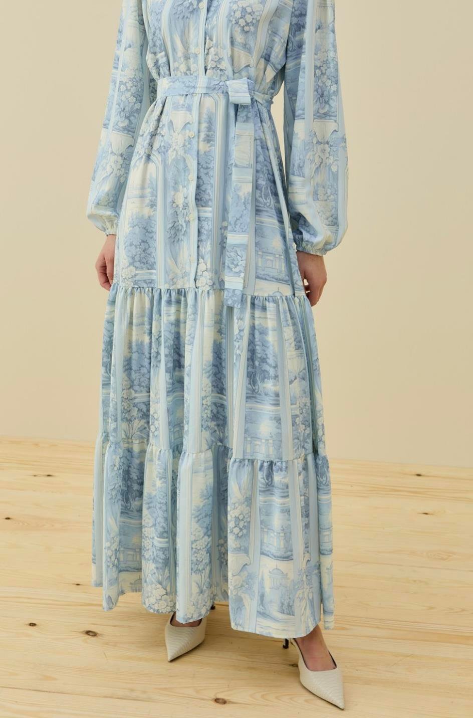 İpek Krep Blue Elbise 