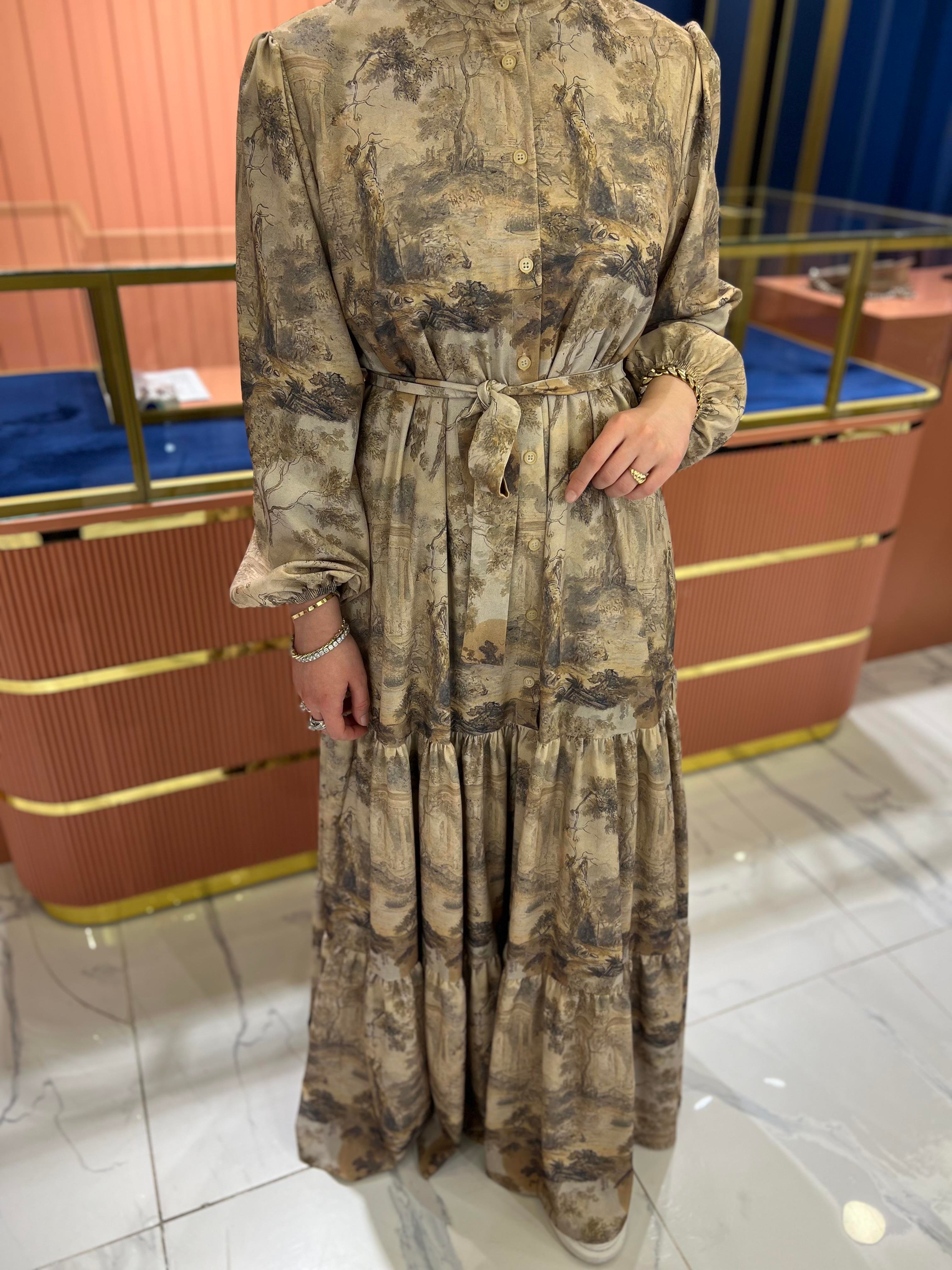 İpek Krep Volantine Elbise