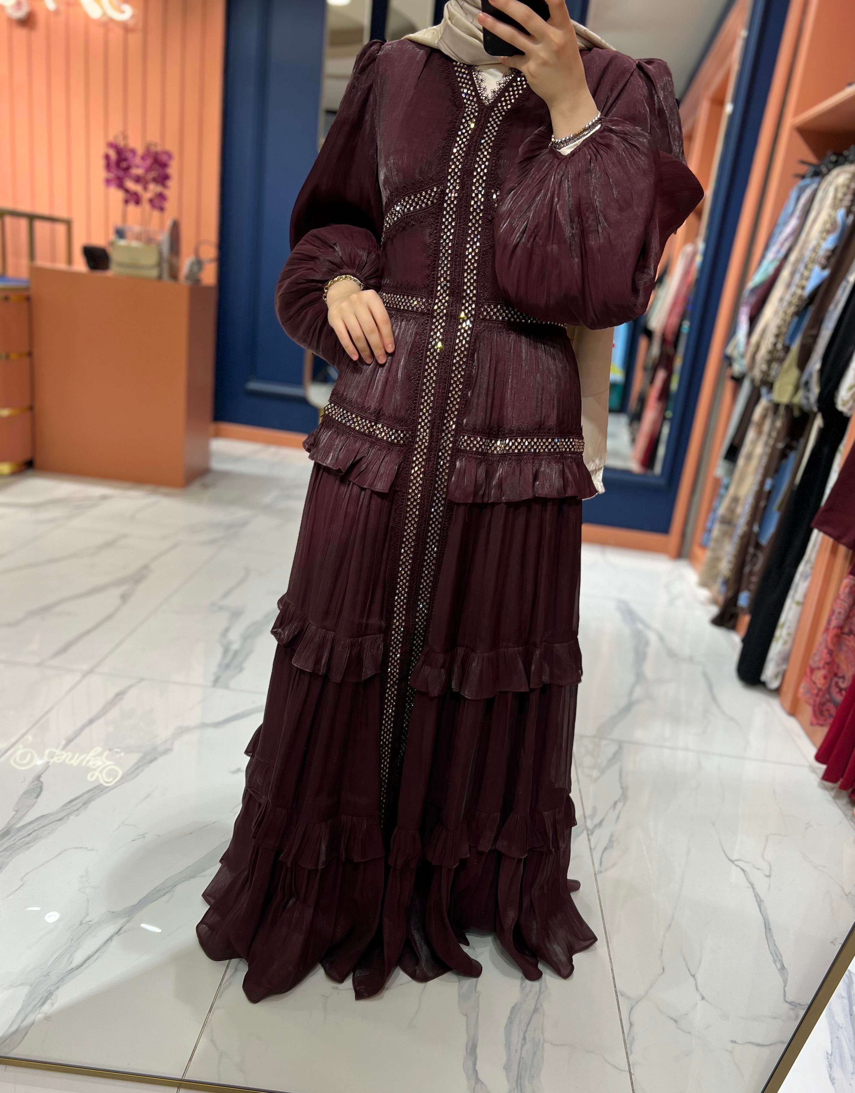 İthal Işıltılı Elbise | Mürdüm