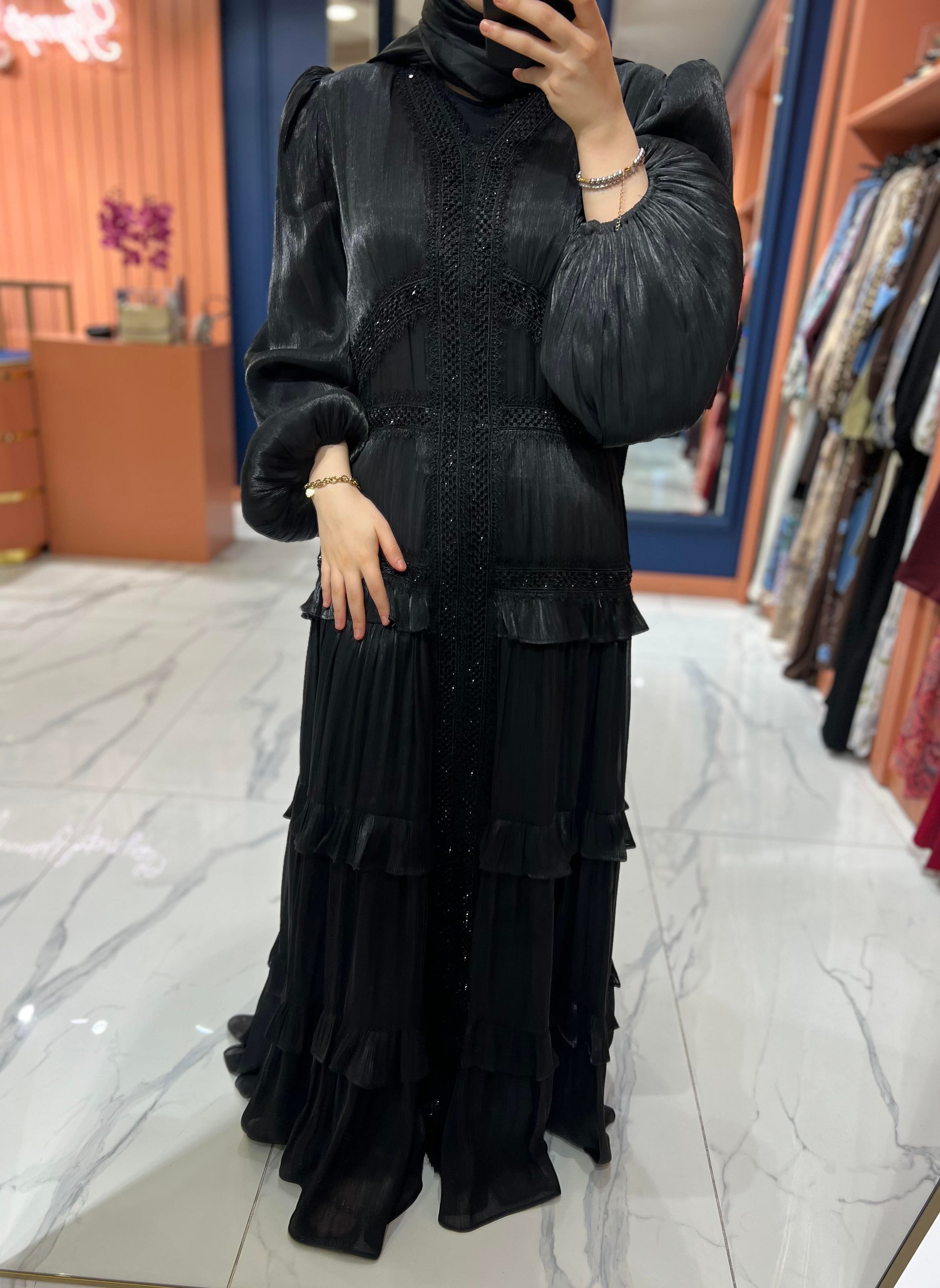 İthal Işıltılı Elbise | Siyah