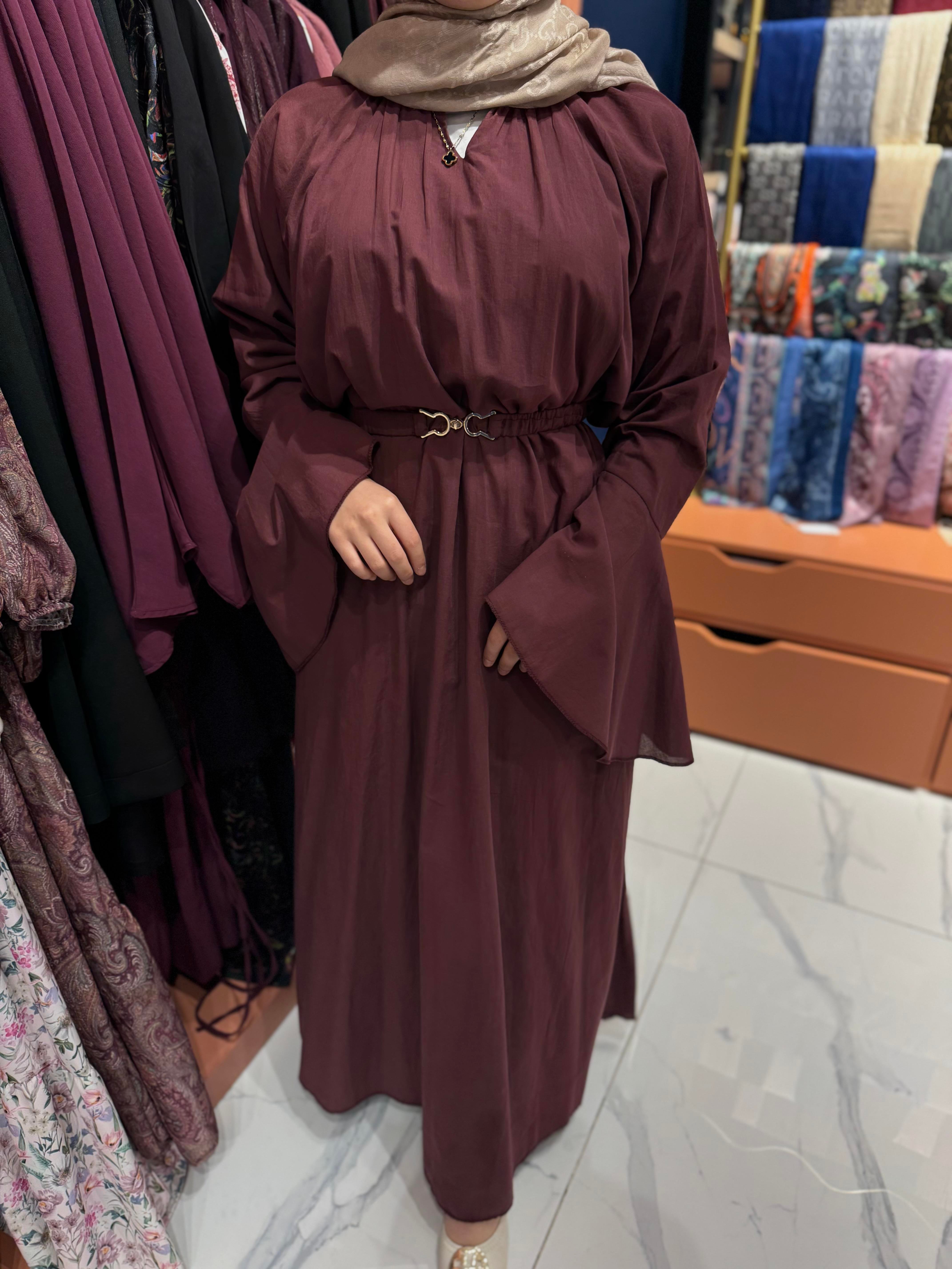 Luna Elbise Bordo