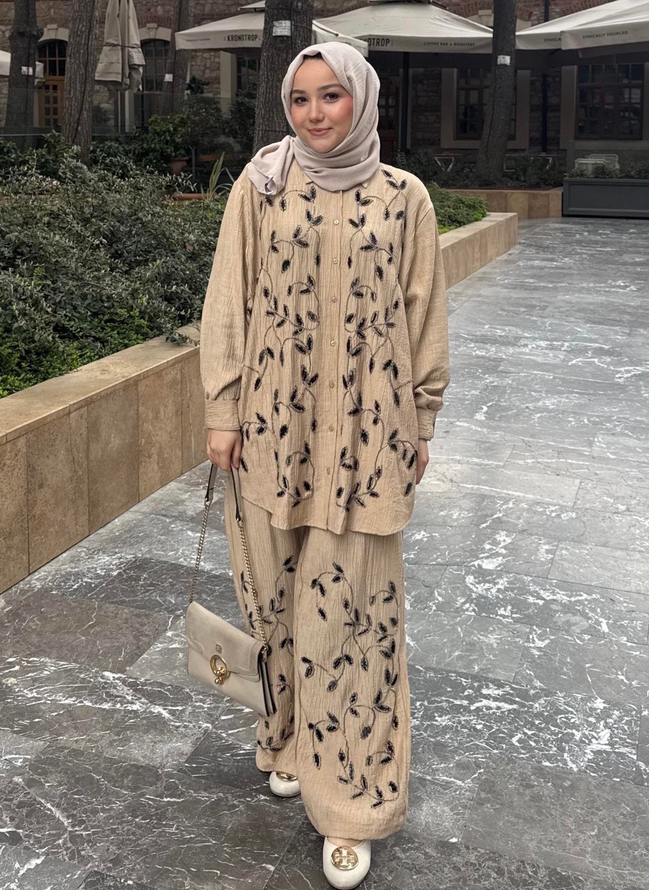 Nora Tencel Takım Bej