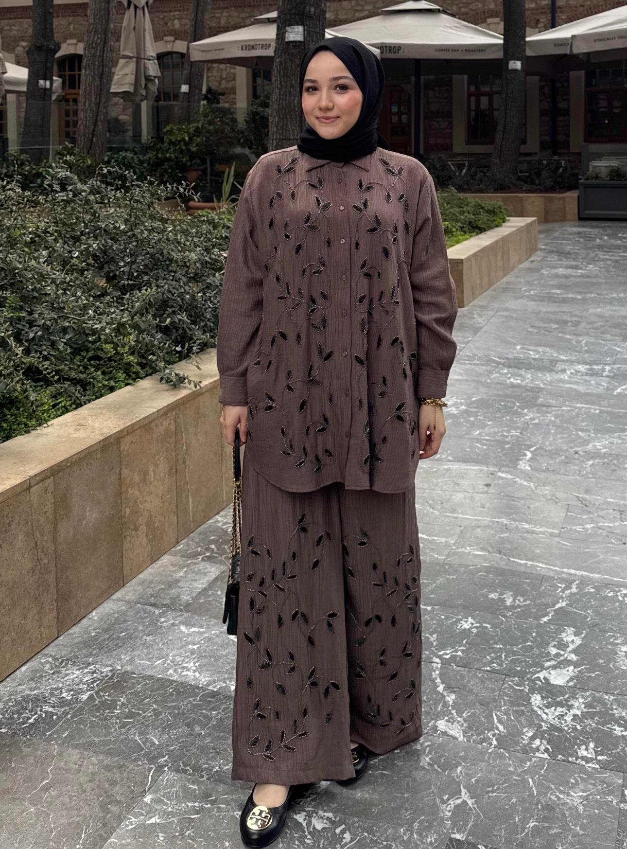 Nora Tencel Takım Kahve 