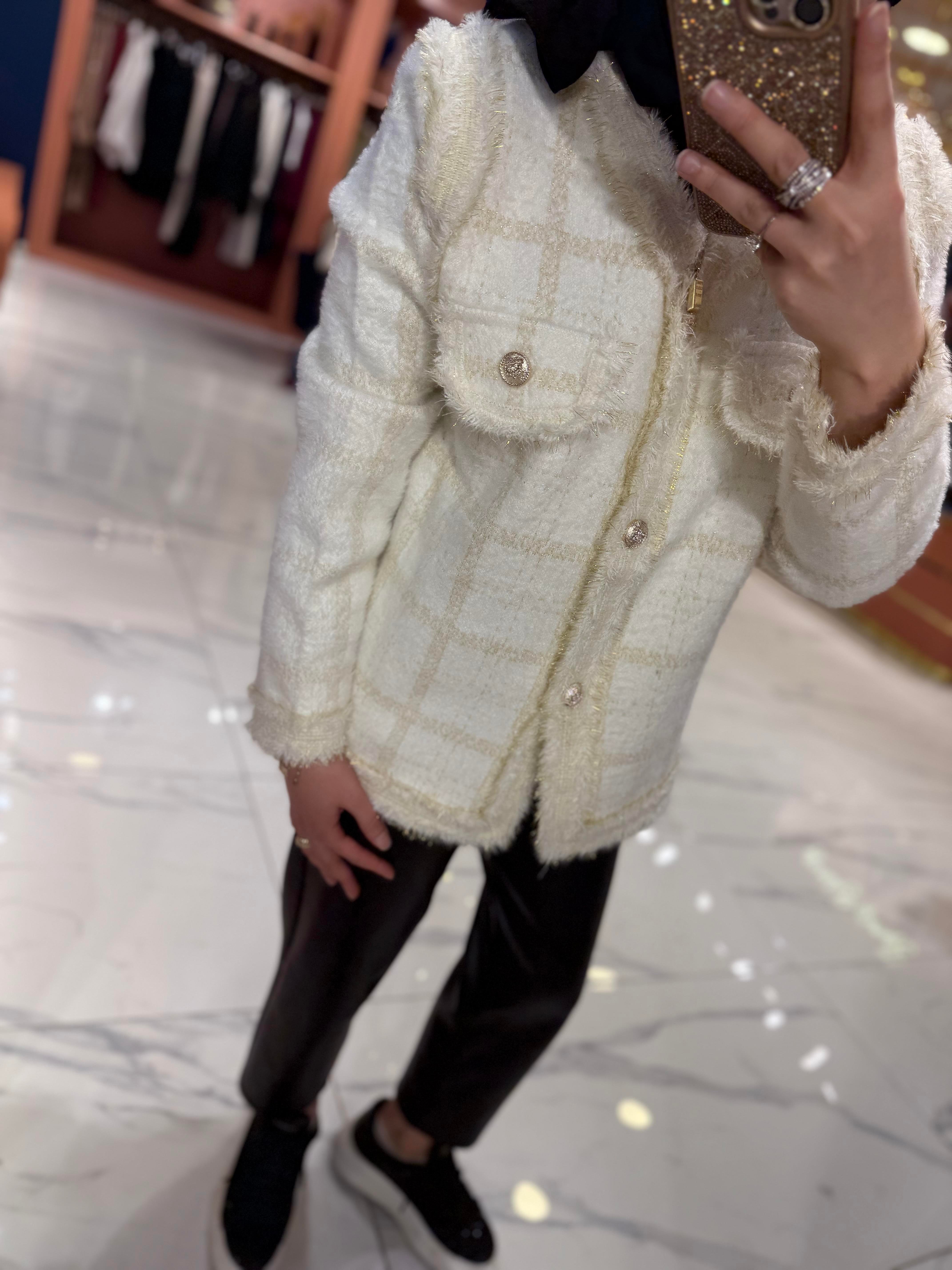 Püsküllü Angora Hırka | Ekru