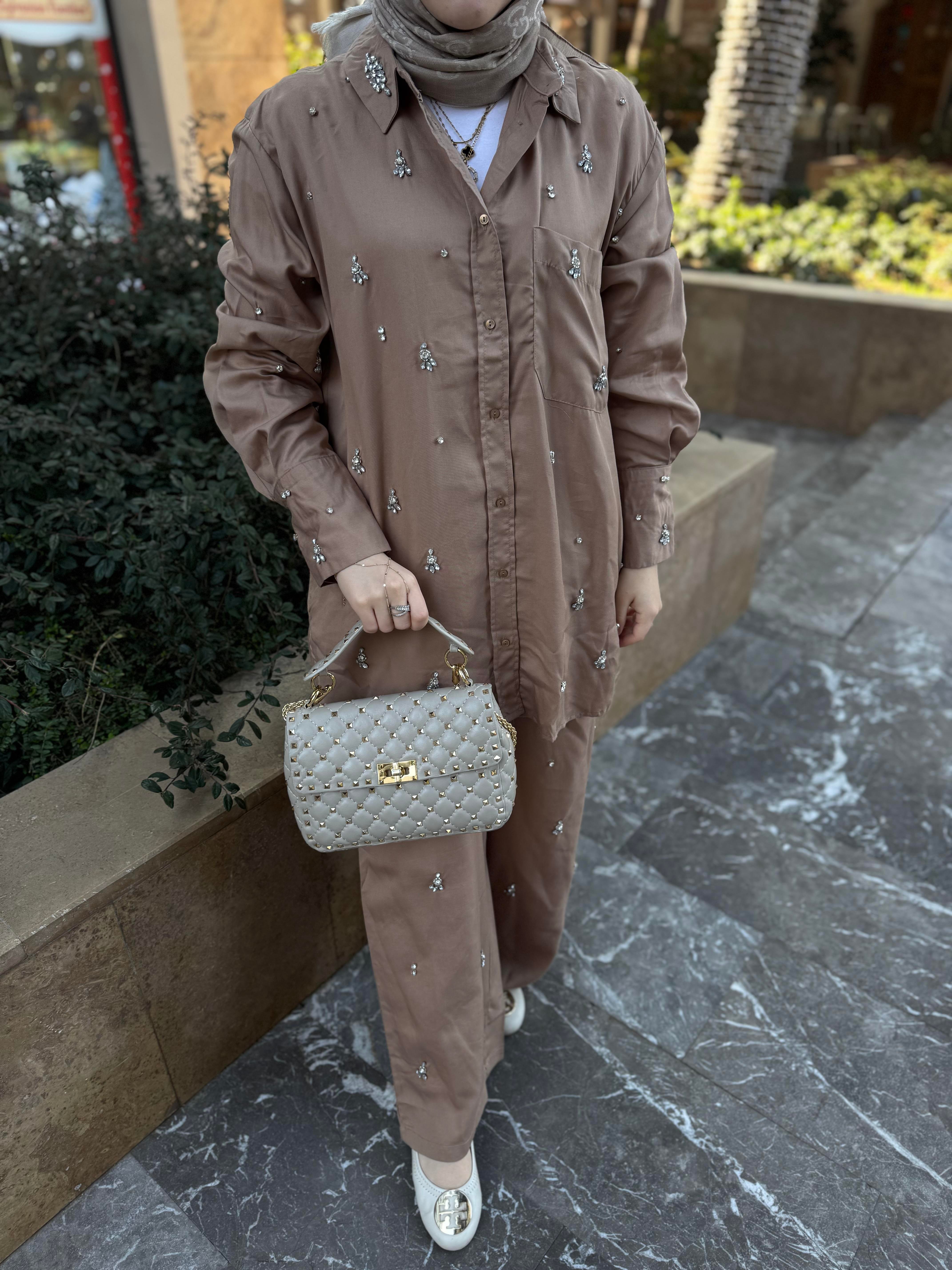 Ribera Tencel Takım Camel 