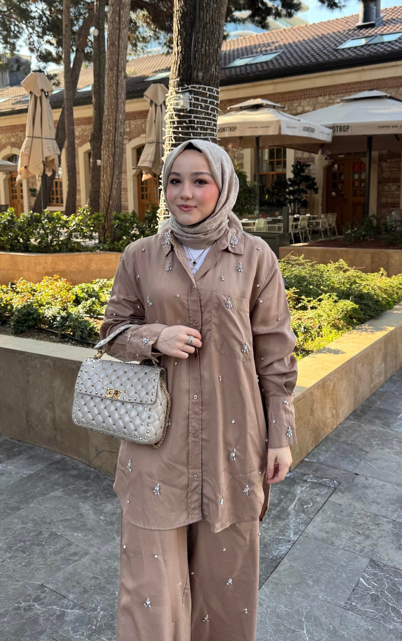 Ribera Tencel Takım Camel 