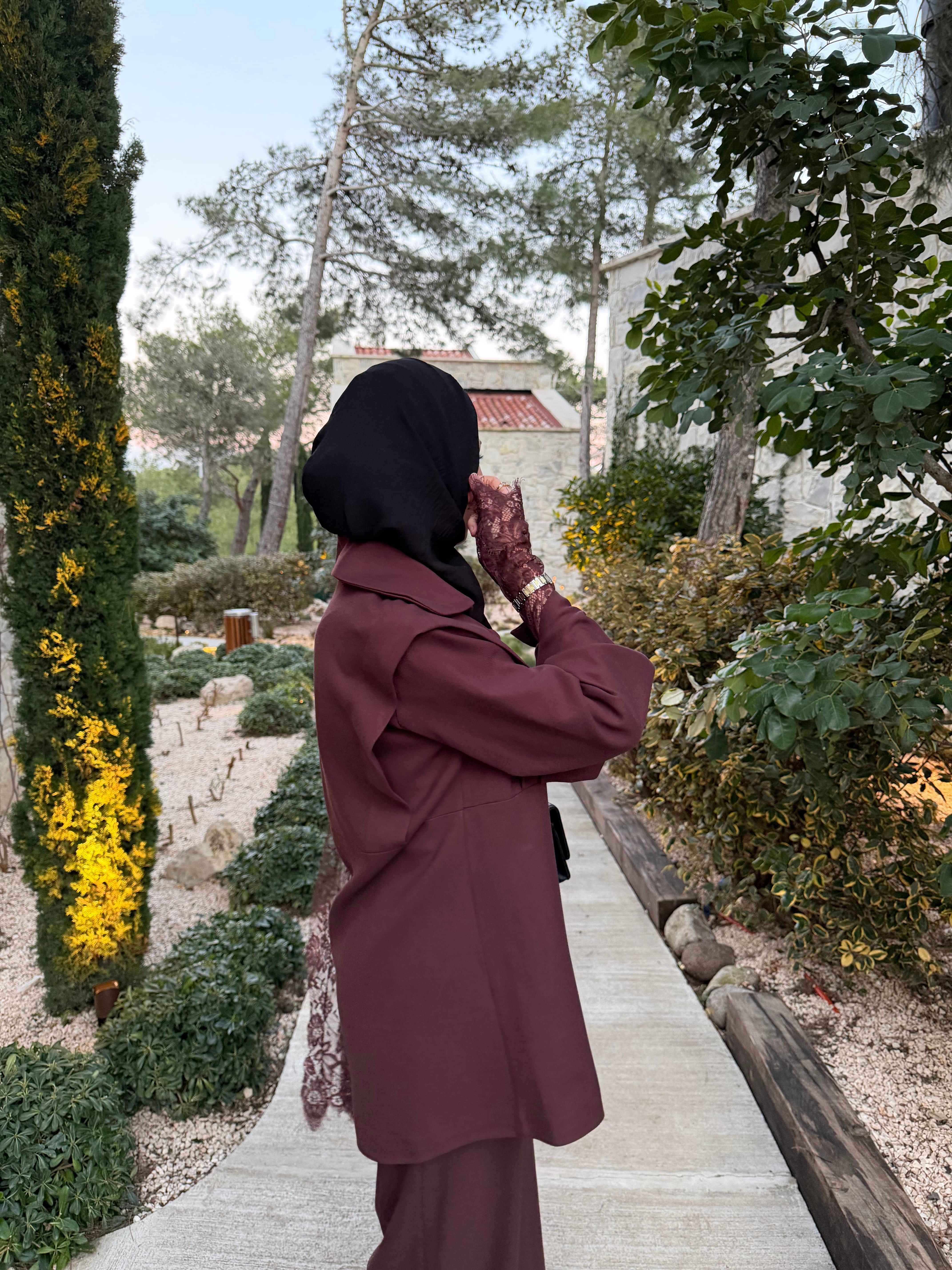 Tasarım Dantel Detaylı Takım Mürdüm