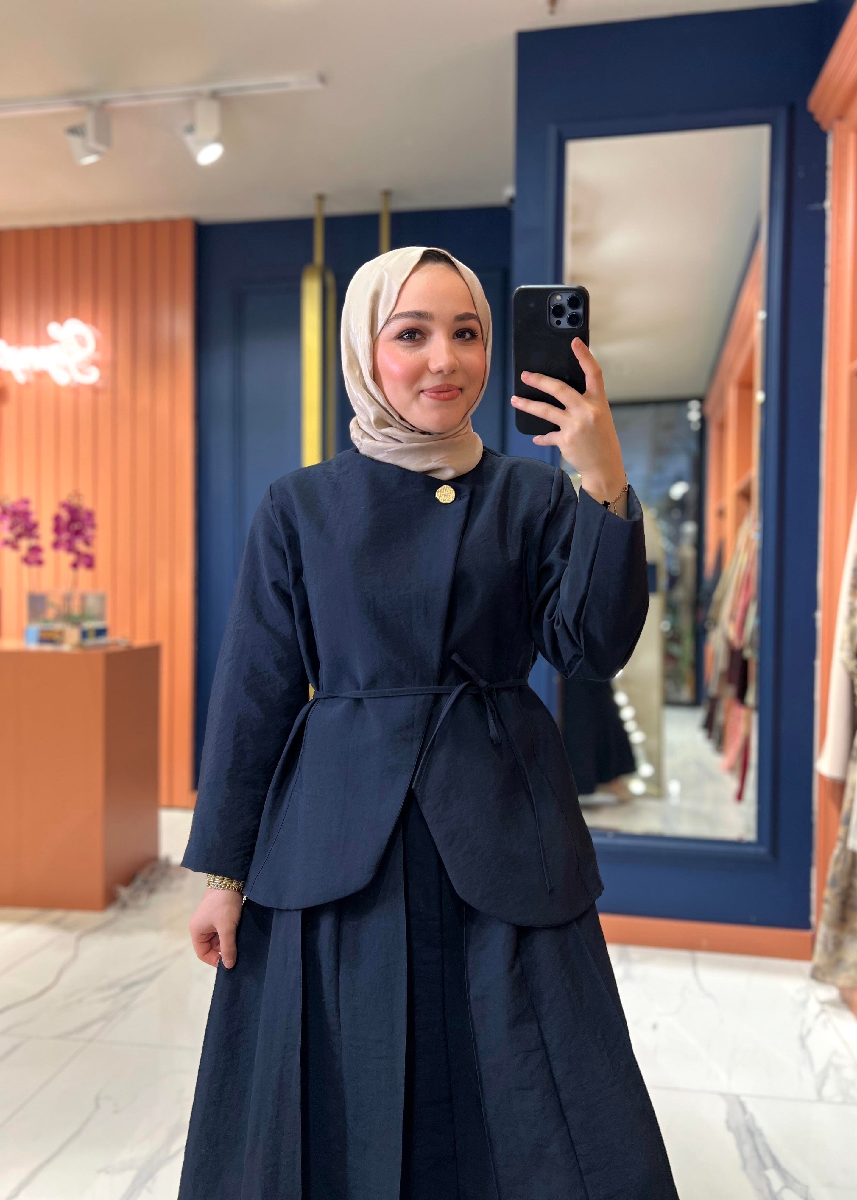 Tasarım Etekli Takım Lacivert