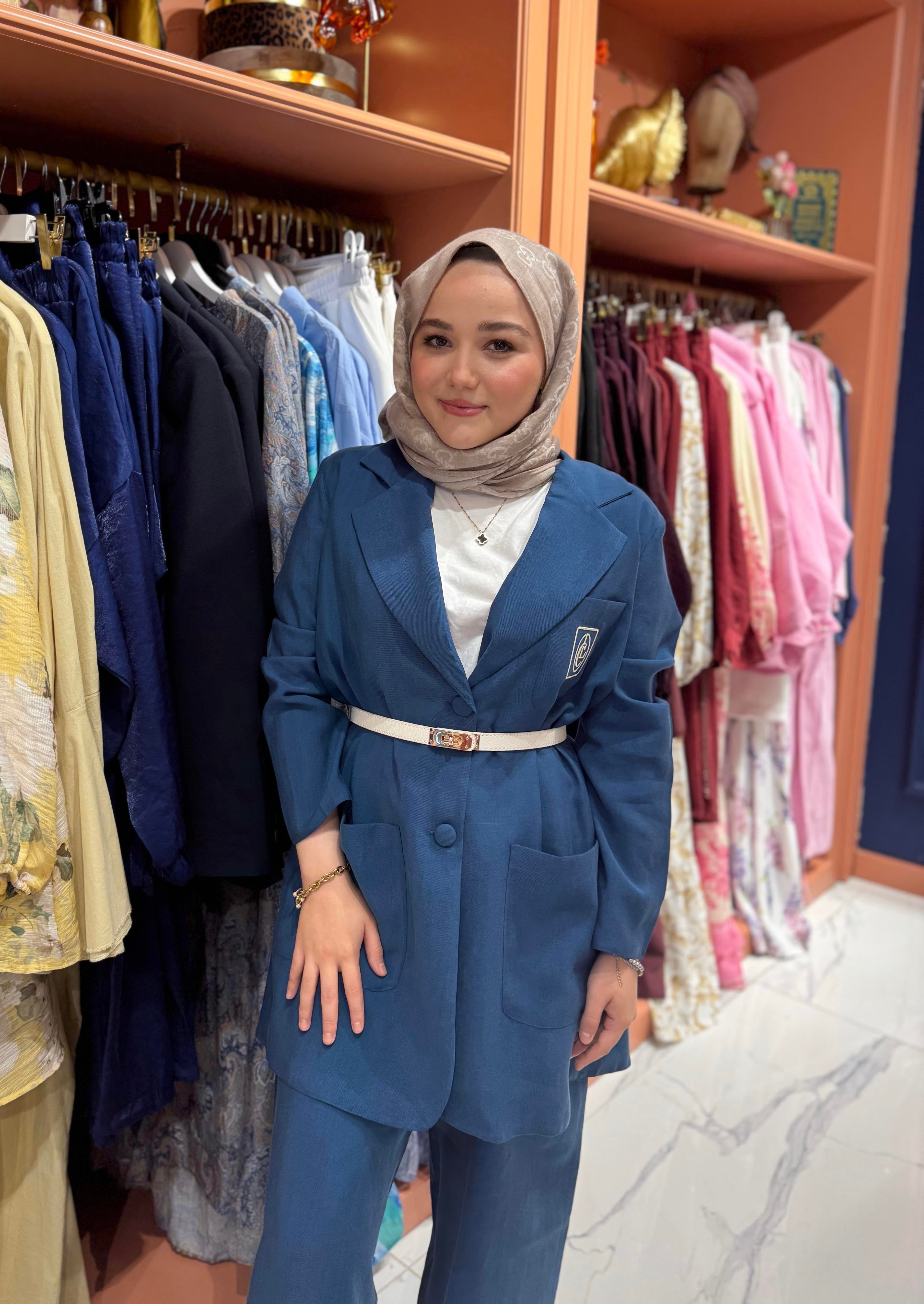 Tencel Ceket Takım İndigo 