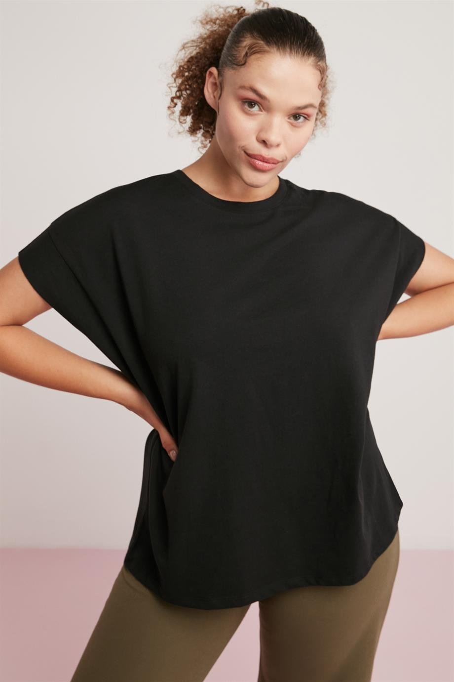 DORY Örme Regular Siyah  Büyük Beden T-shirt